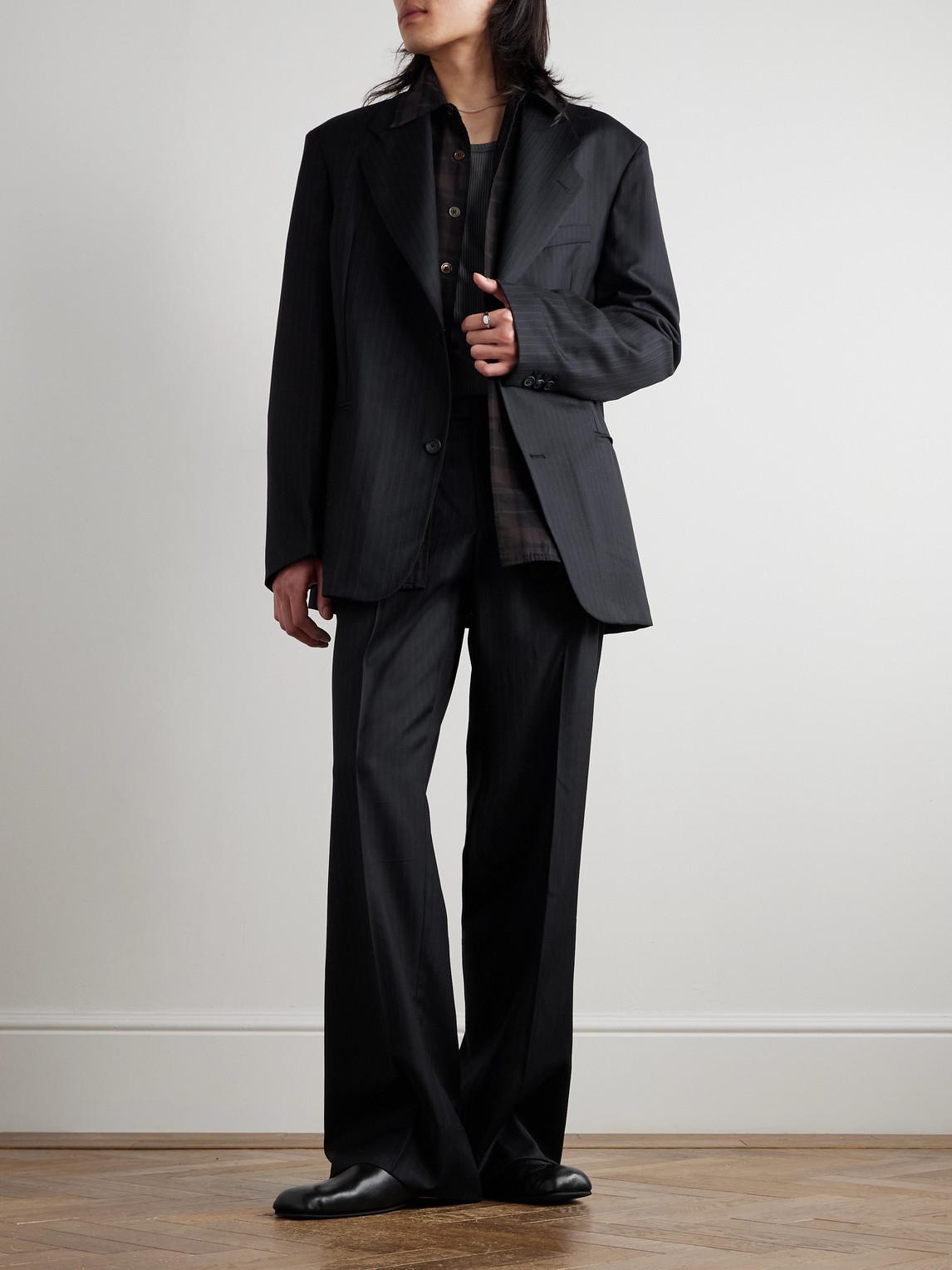Our Legacy Emporio Armani Straight-Leg Striped Wool Trousers in