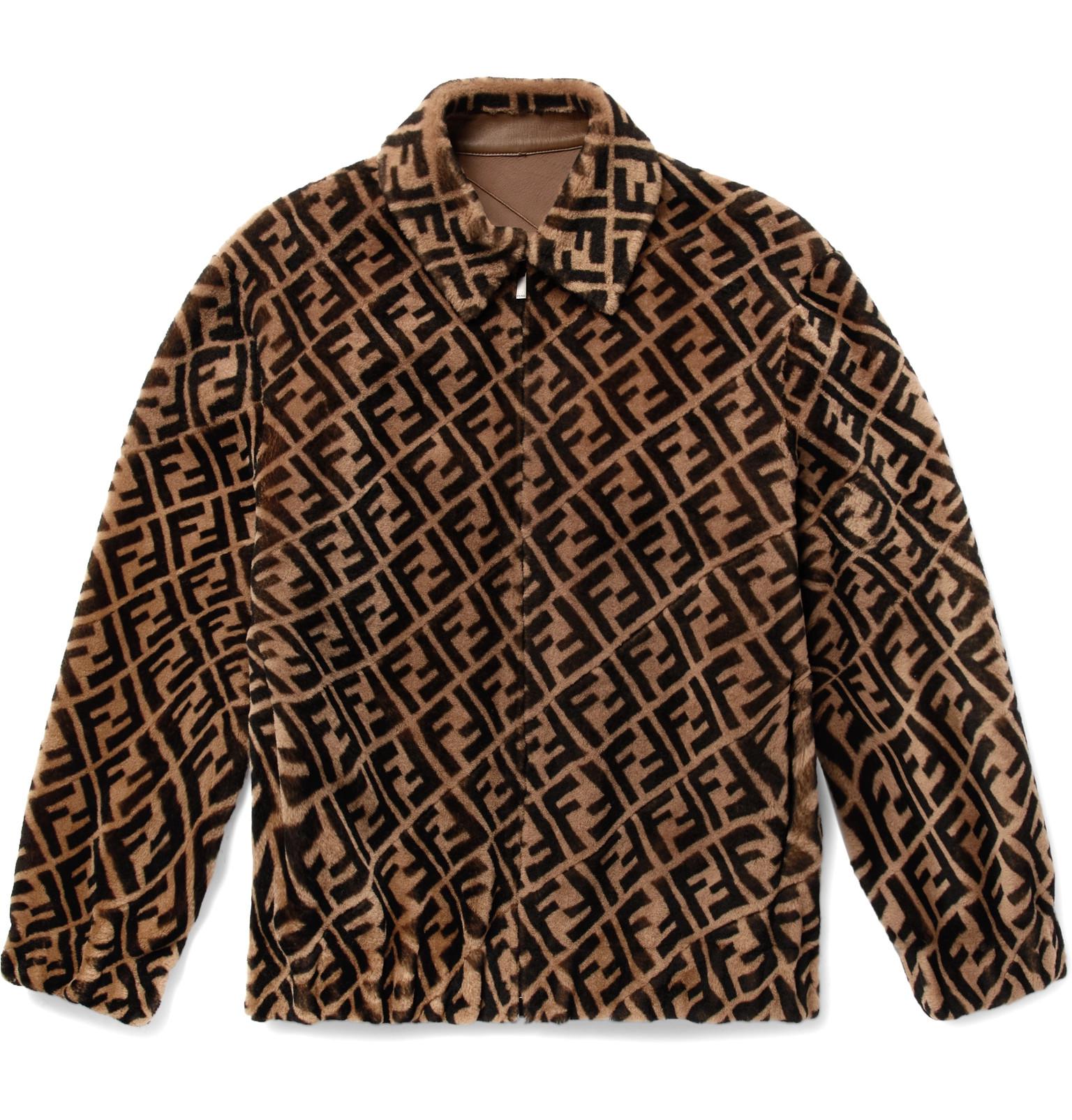 Fendi Leather Ff Logo Jacket in Brown 