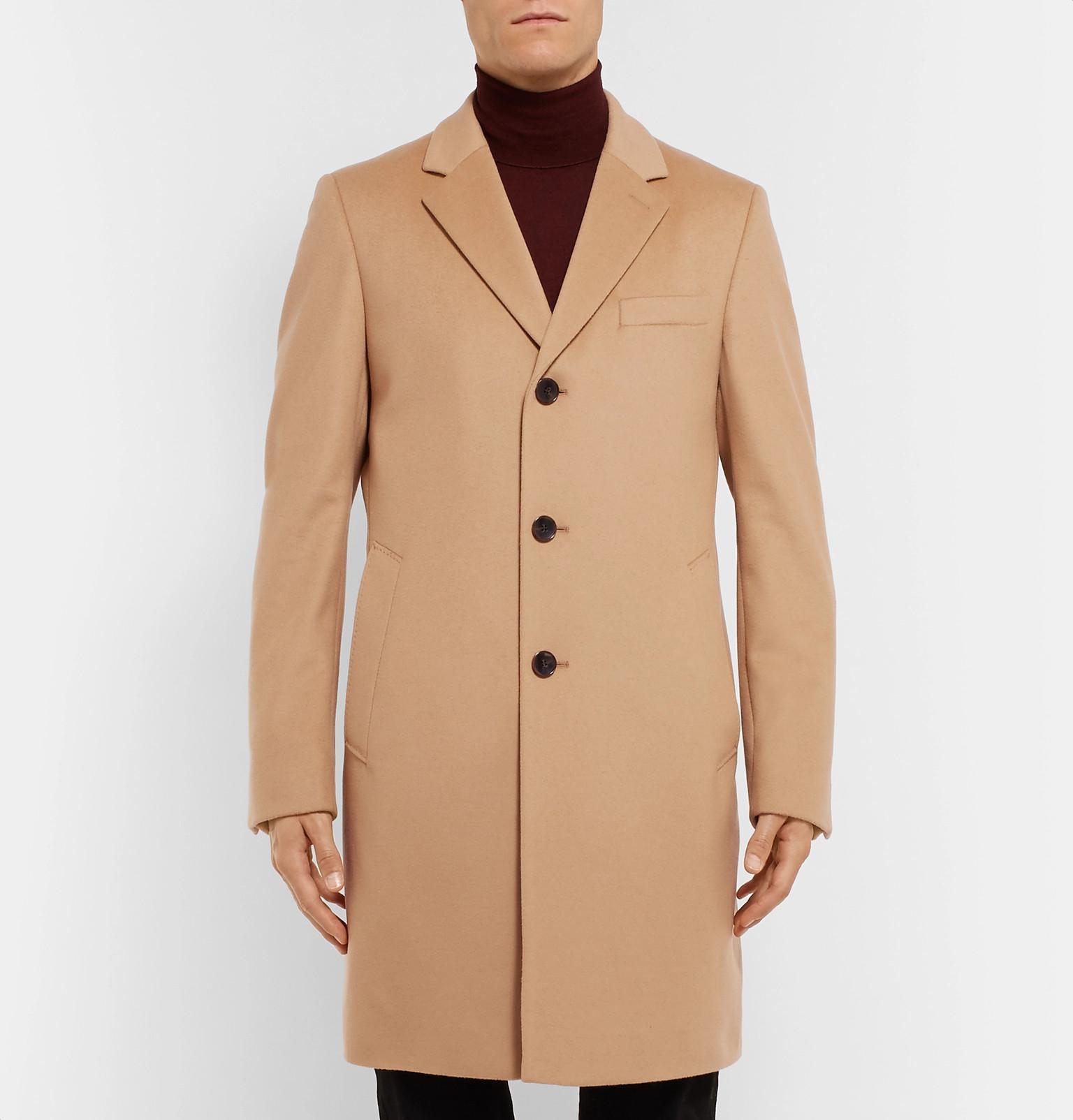 BOSS by HUGO BOSS Virgin Wool And Cashmere-blend Coat in Camel (Natural)  for Men - Lyst