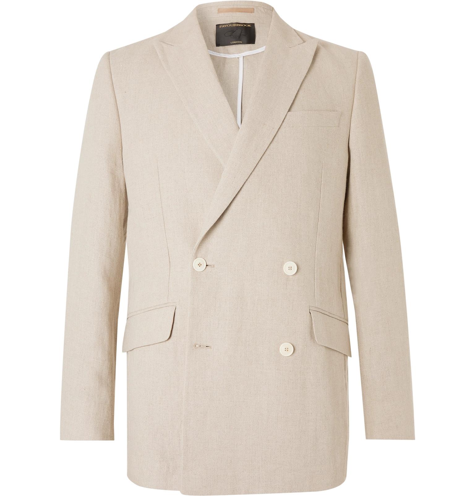 Favourbrook Stone Evering Doublebreasted Linen Suit Jacket in Natural for Men Lyst