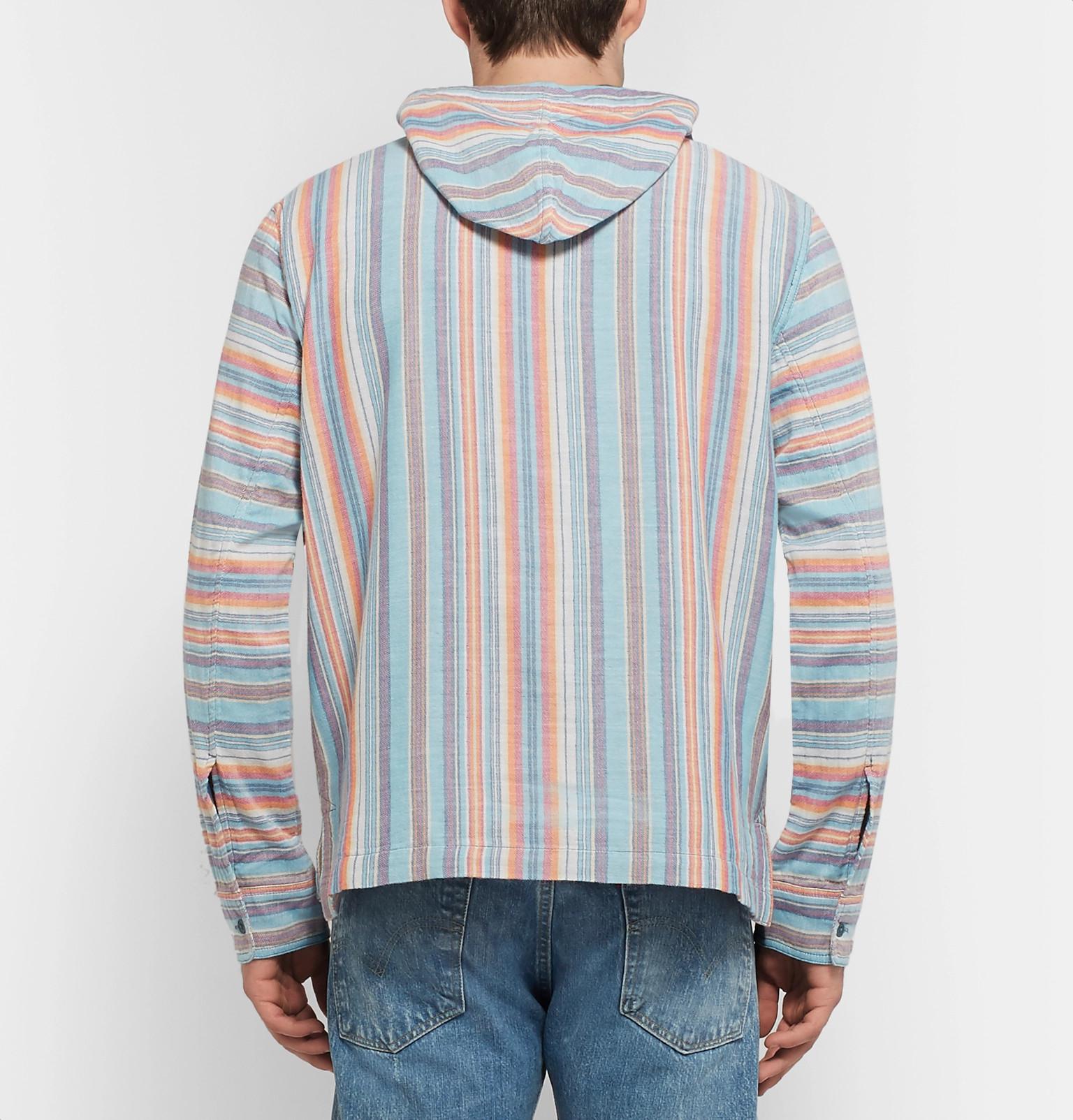 Faherty Brand Baja Striped Cotton Hoodie in Blue for Men - Lyst