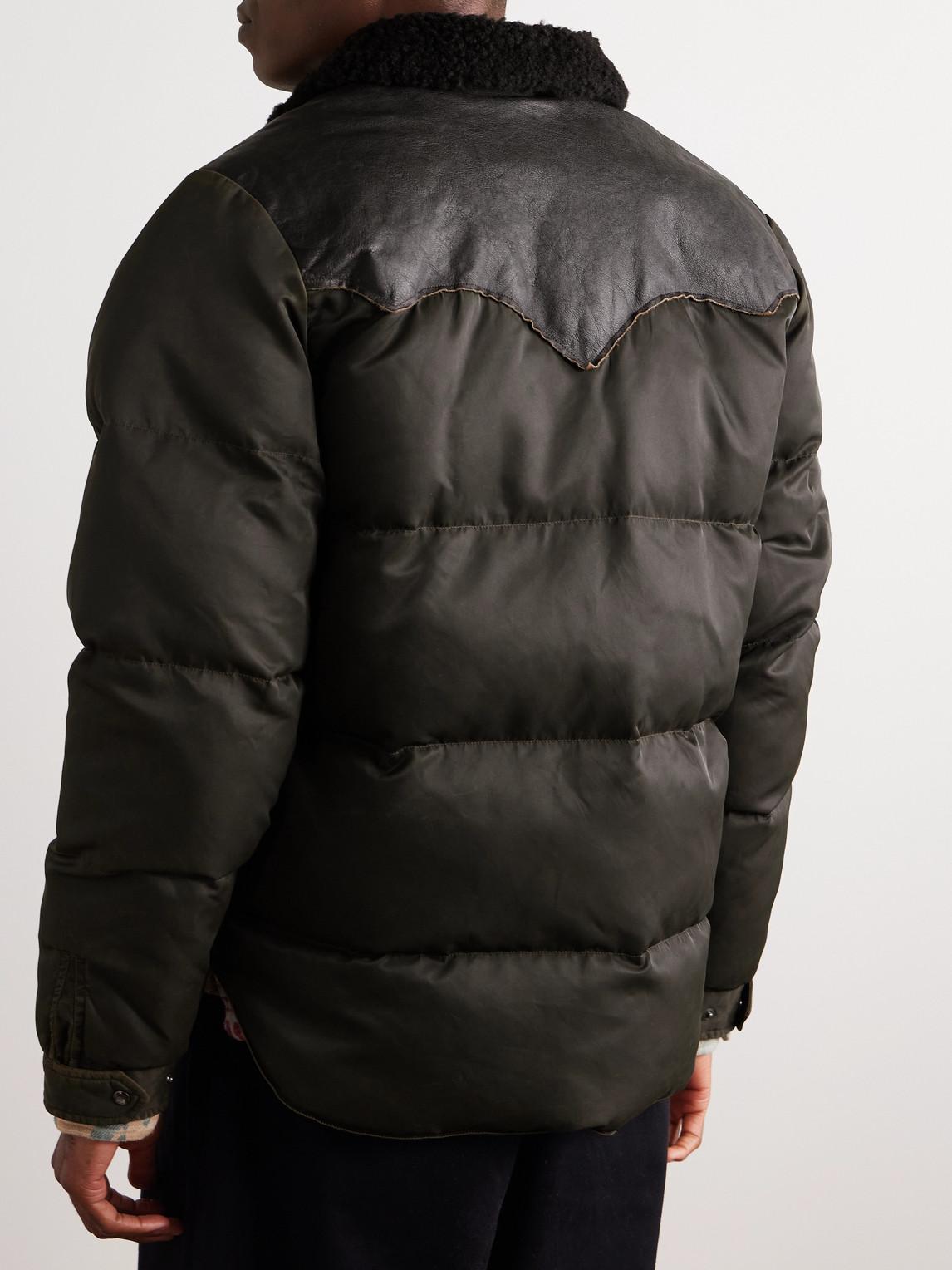 RRL Shearling-Collar Leather-Yoke Jacket in Black for Men | Lyst