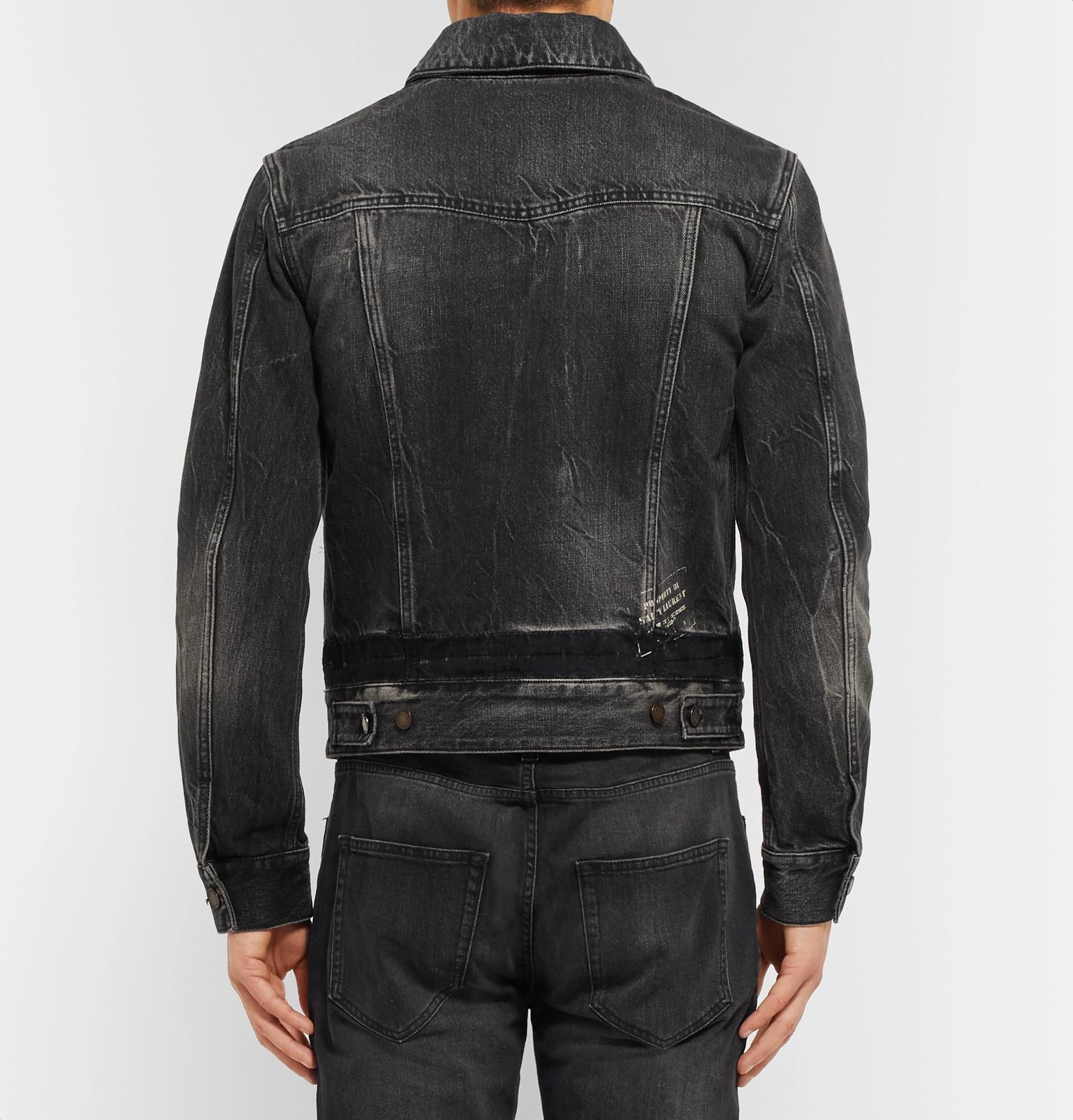 Saint Laurent Denim Trucker Jacket in Black for Men Lyst