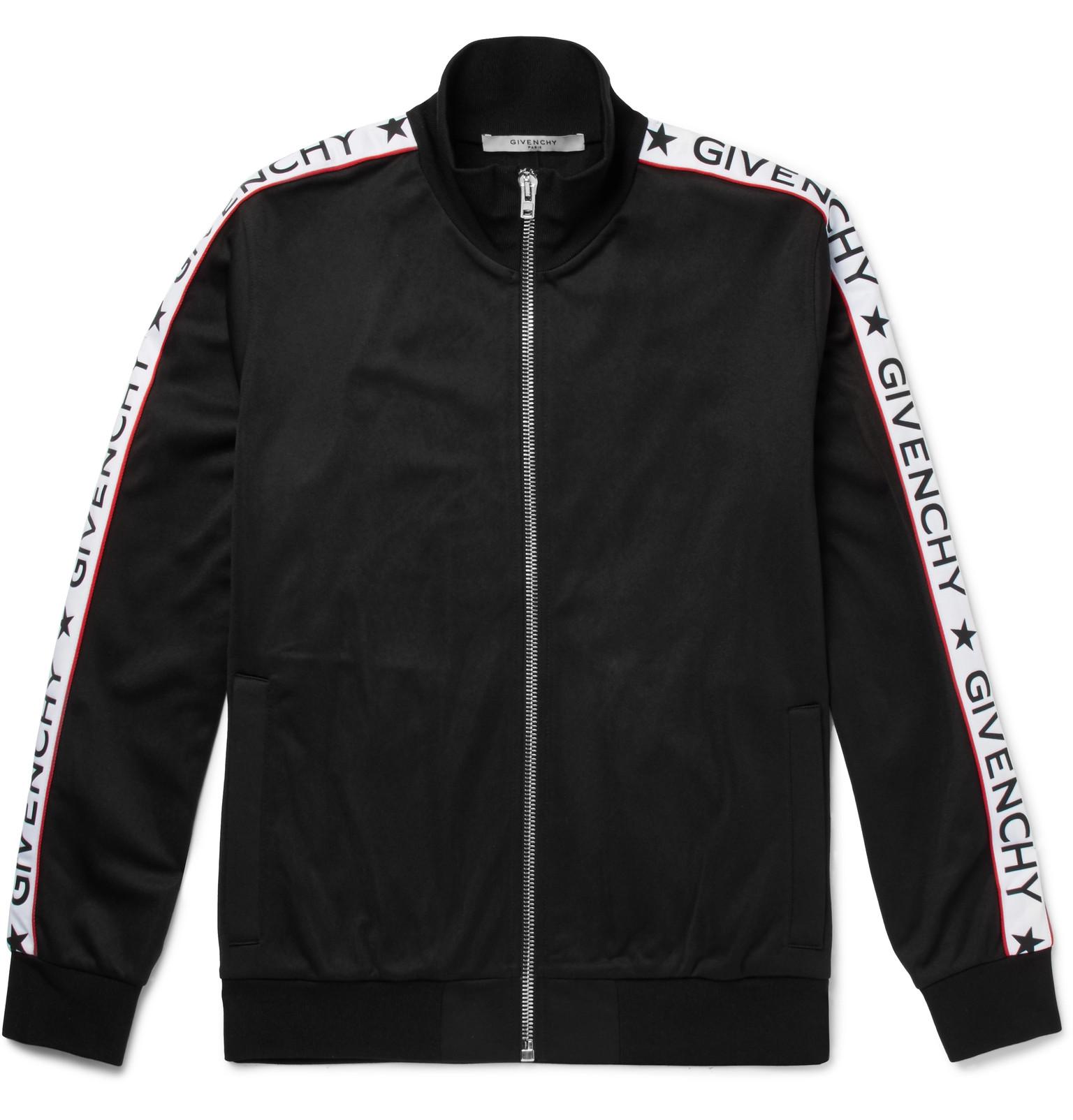 Givenchy Rubber-appliquéd Satin-jersey Zip-up Track Jacket in Black for ...