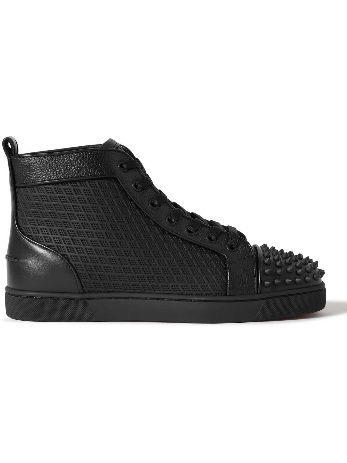 Christian Louboutin Louis Junior Spikes Orlato Leather And Jacquard  Sneakers in White for Men