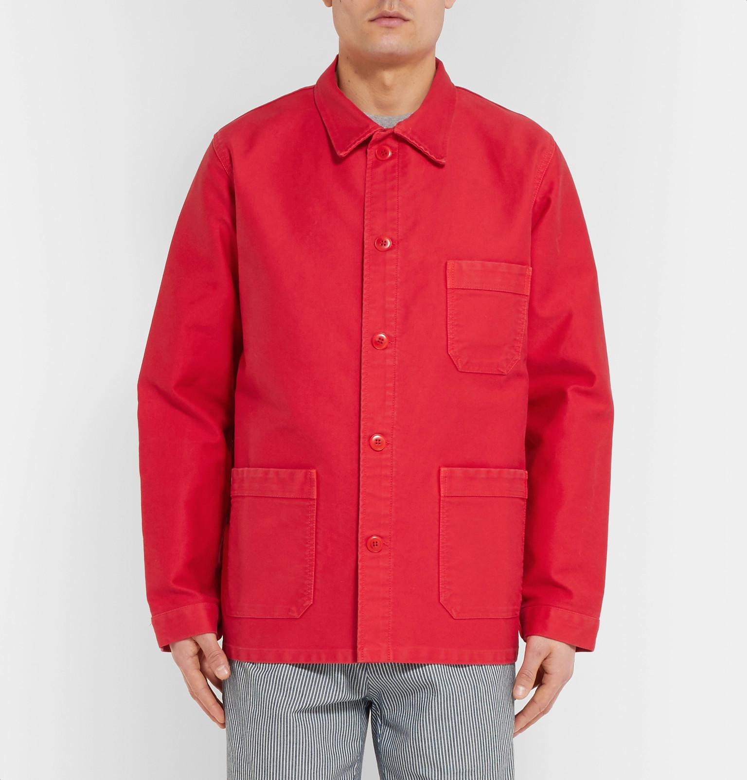 Le Mont St Michel Cottonmoleskin Chore Jacket in Red for Men Lyst