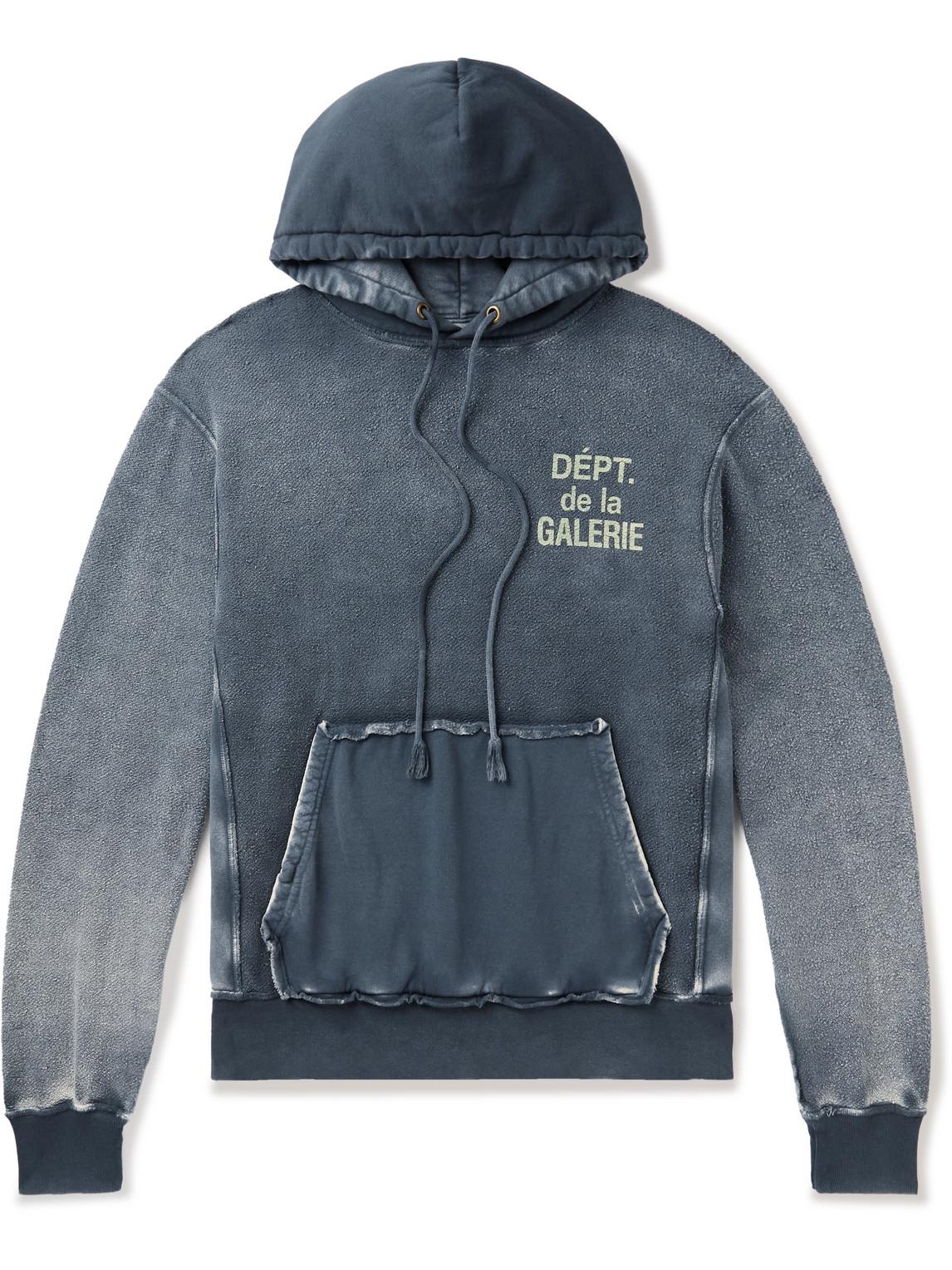 GALLERY DEPT. Reversible Distressed Logoprint Cottonjersey Hoodie in
