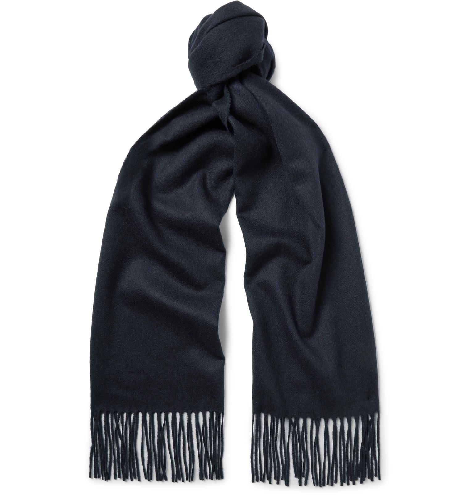 Johnstons Fringed Cashmere Scarf in Midnight Blue (Blue) for Men - Lyst
