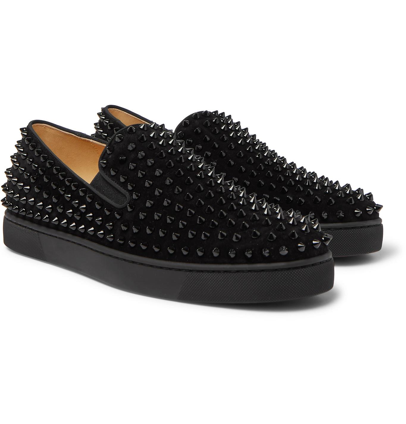 Christian Louboutin Spike Roller Boat Sneaker Black Men's - 1120387 - US