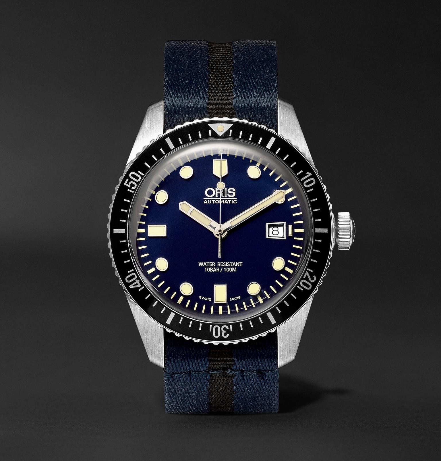 Oris Divers Sixty-five 42mm Stainless Steel And Canvas Watch in Blue ...
