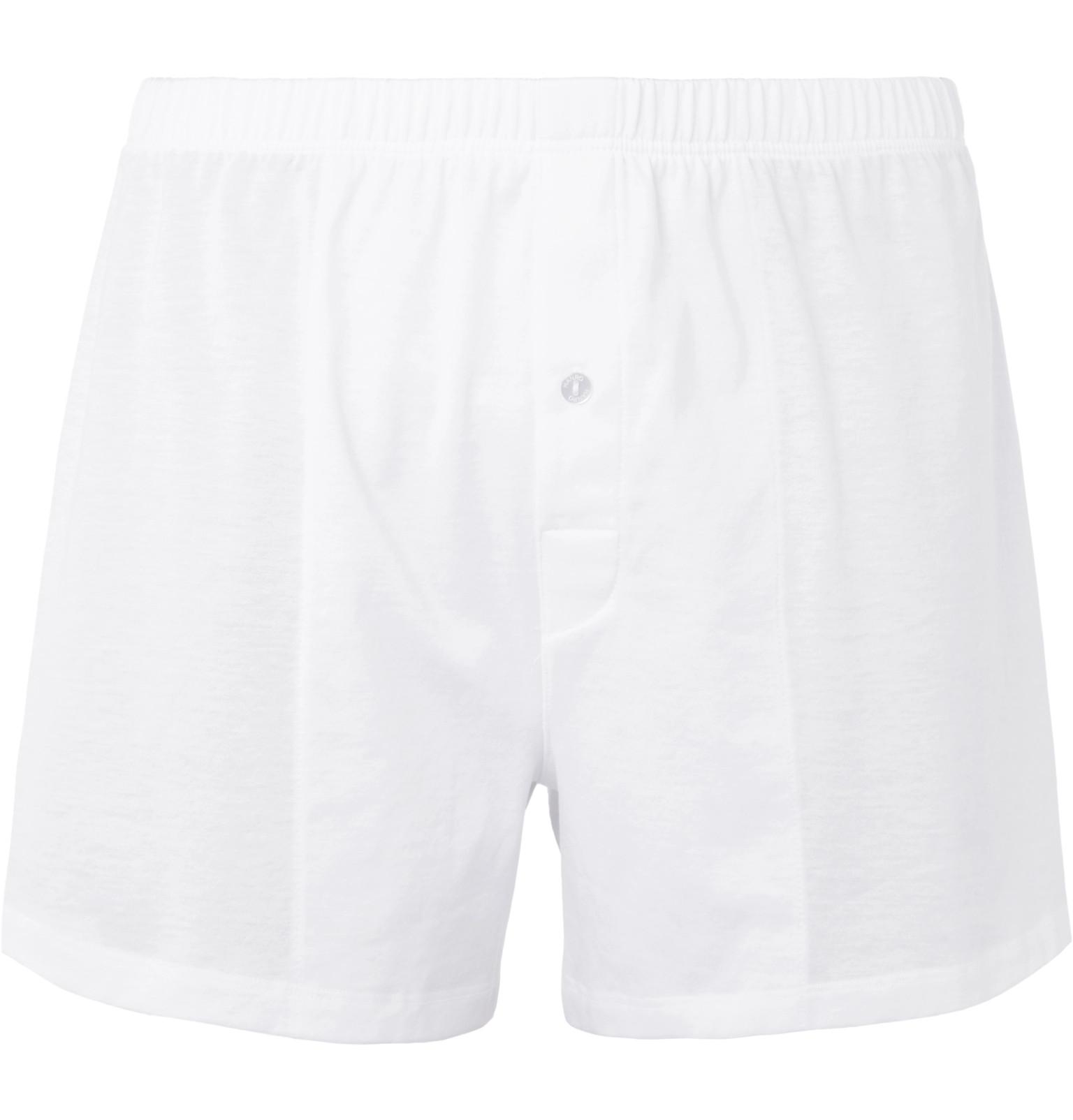 Hanro Sporty Mercerised Cotton Boxer Shorts in White for Men - Lyst