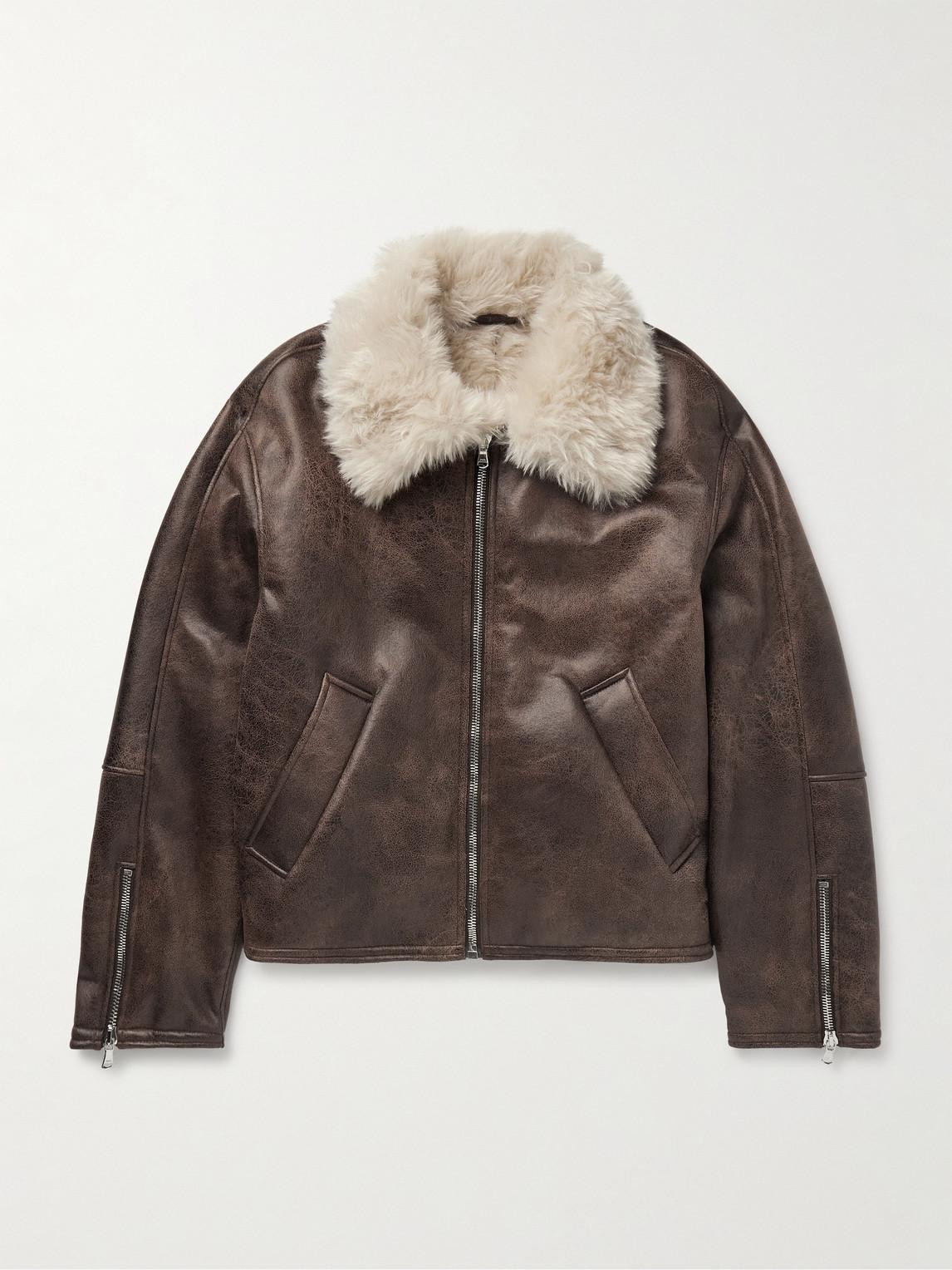 sefr 【セファー】 ASANTE JACKET \"FAUX AVIATOR\" Séfr Brown Asante Faux-Leather Jacket Séfr
