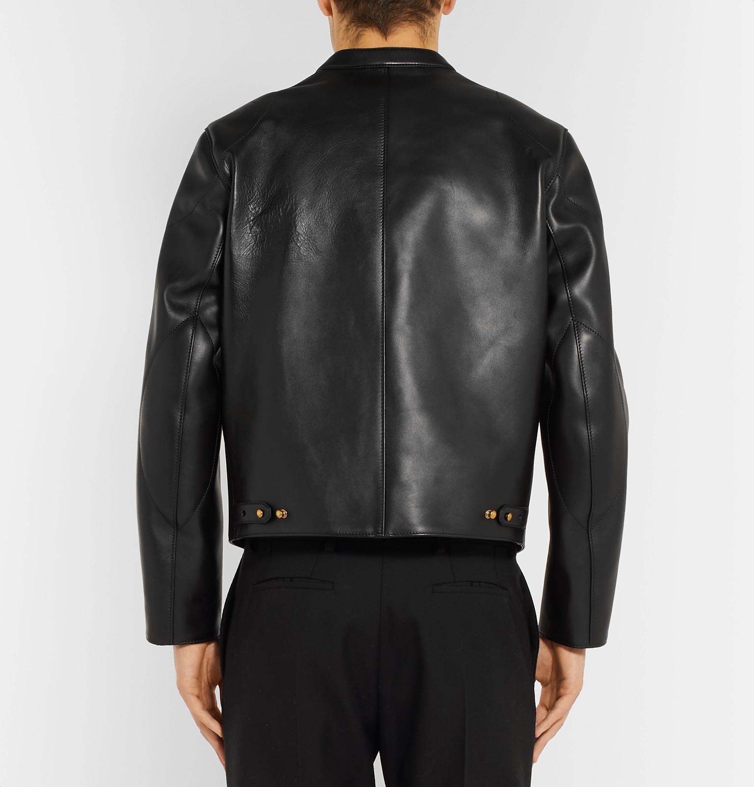 Dunhill Duke Slim-fit Leather Biker Jacket in Black for Men - Lyst