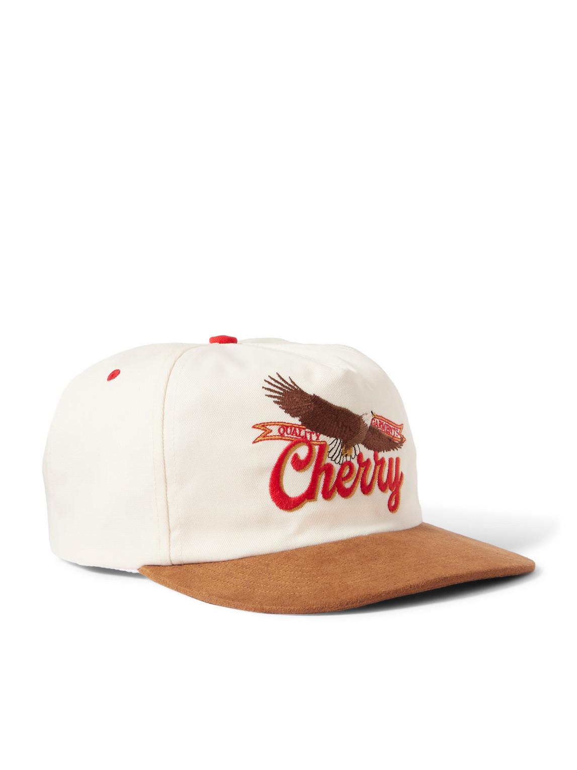 CHERRY LA Logo-Embroidered Cotton-Twill And Suede Baseball Cap in Pink ...