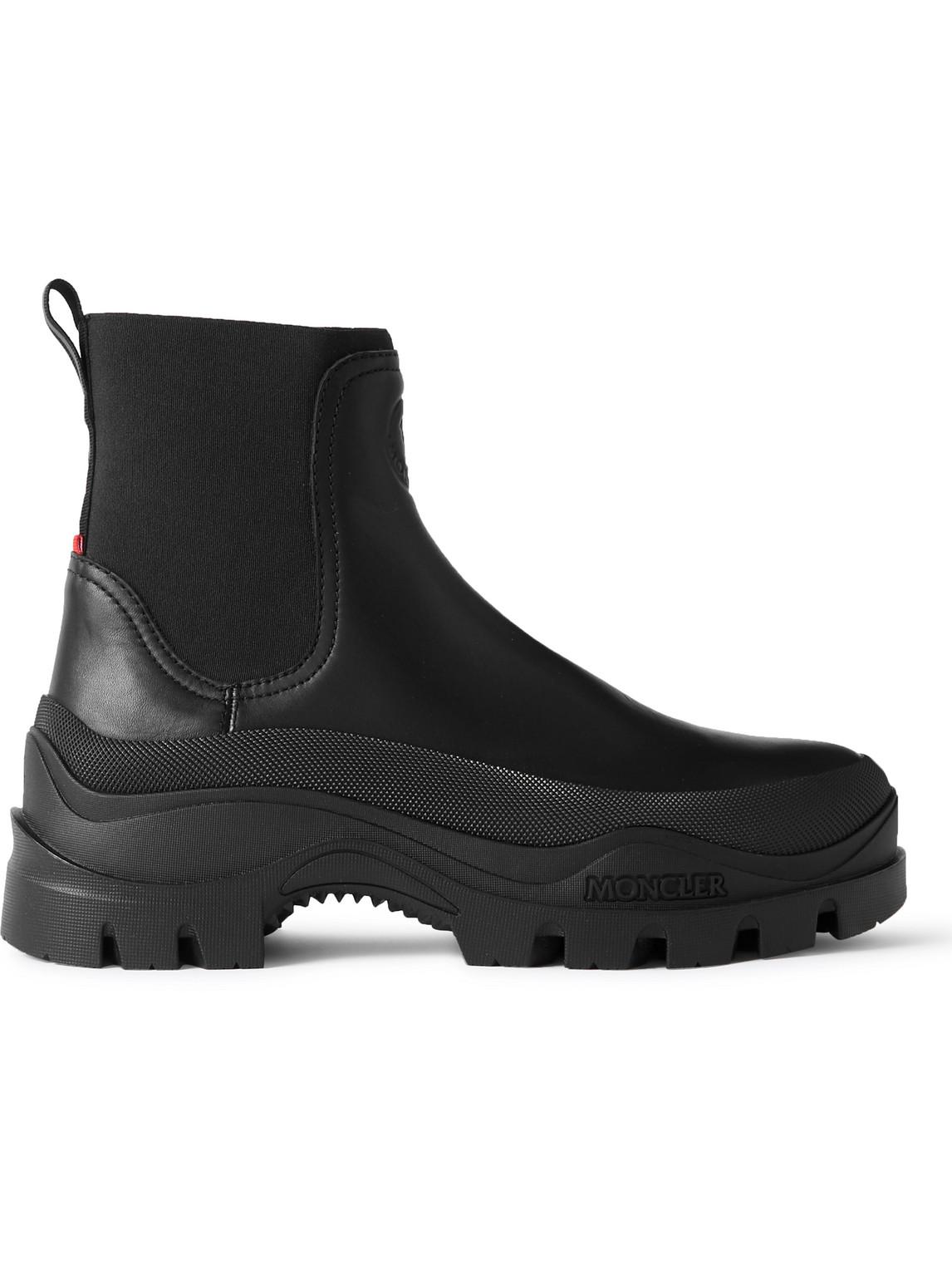 Moncler Larue Rubber-trimmed Leather Chelsea Boots in Black for Men | Lyst