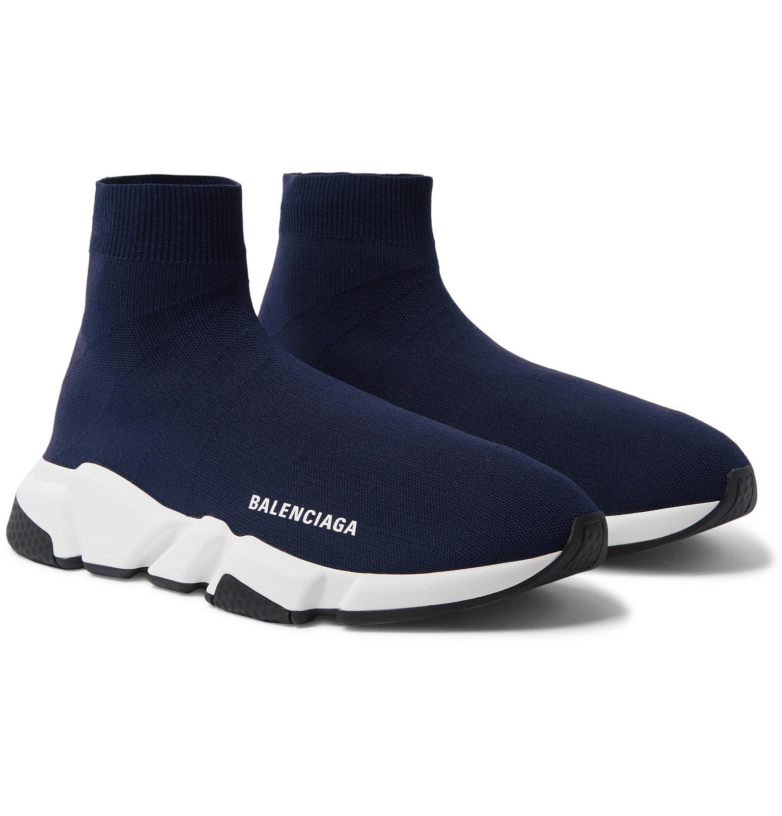 balenciaga speed knit mens blue