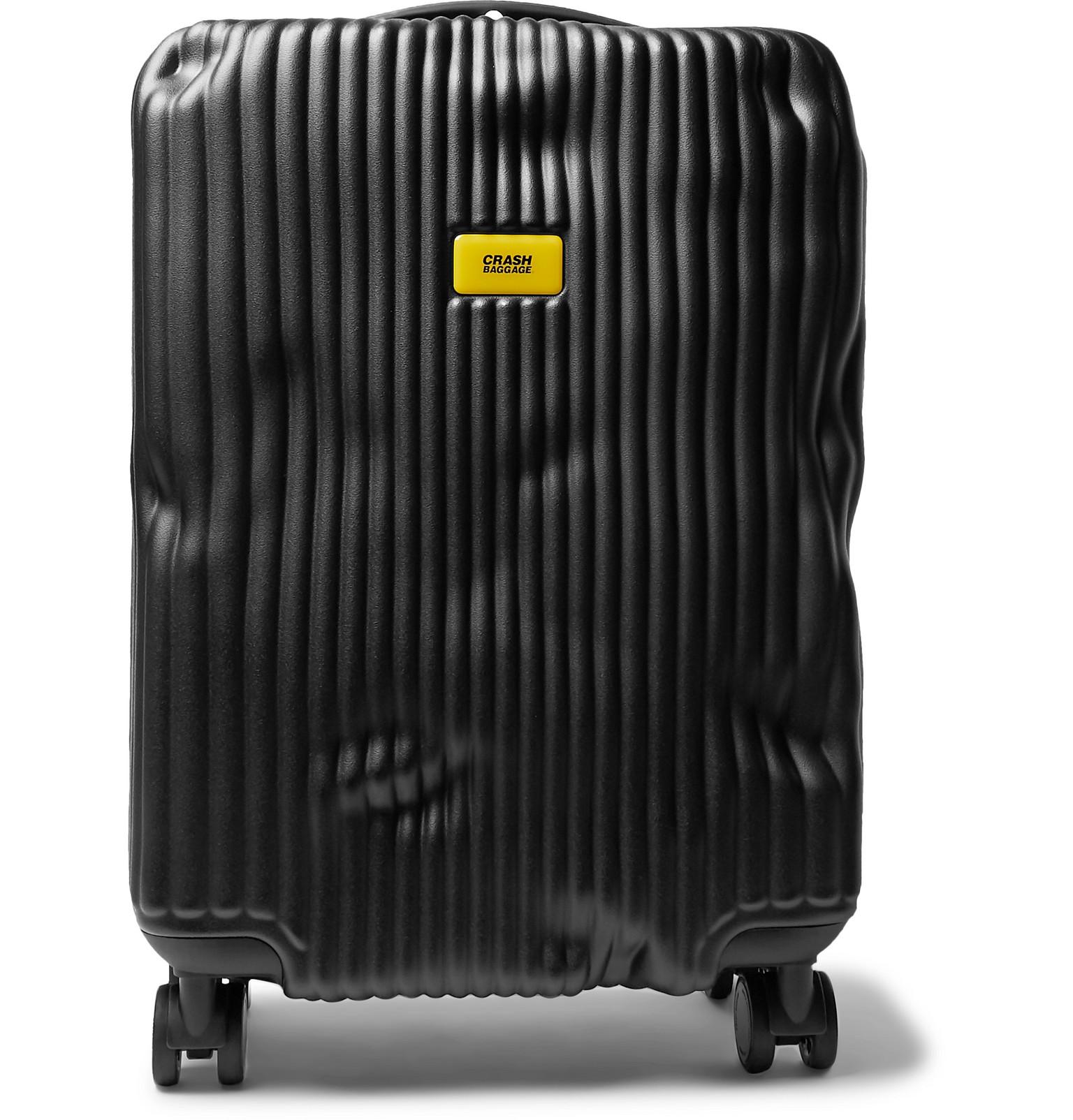Crash Baggage Synthetic Stripe Medium Trolley in Black for Men - Save