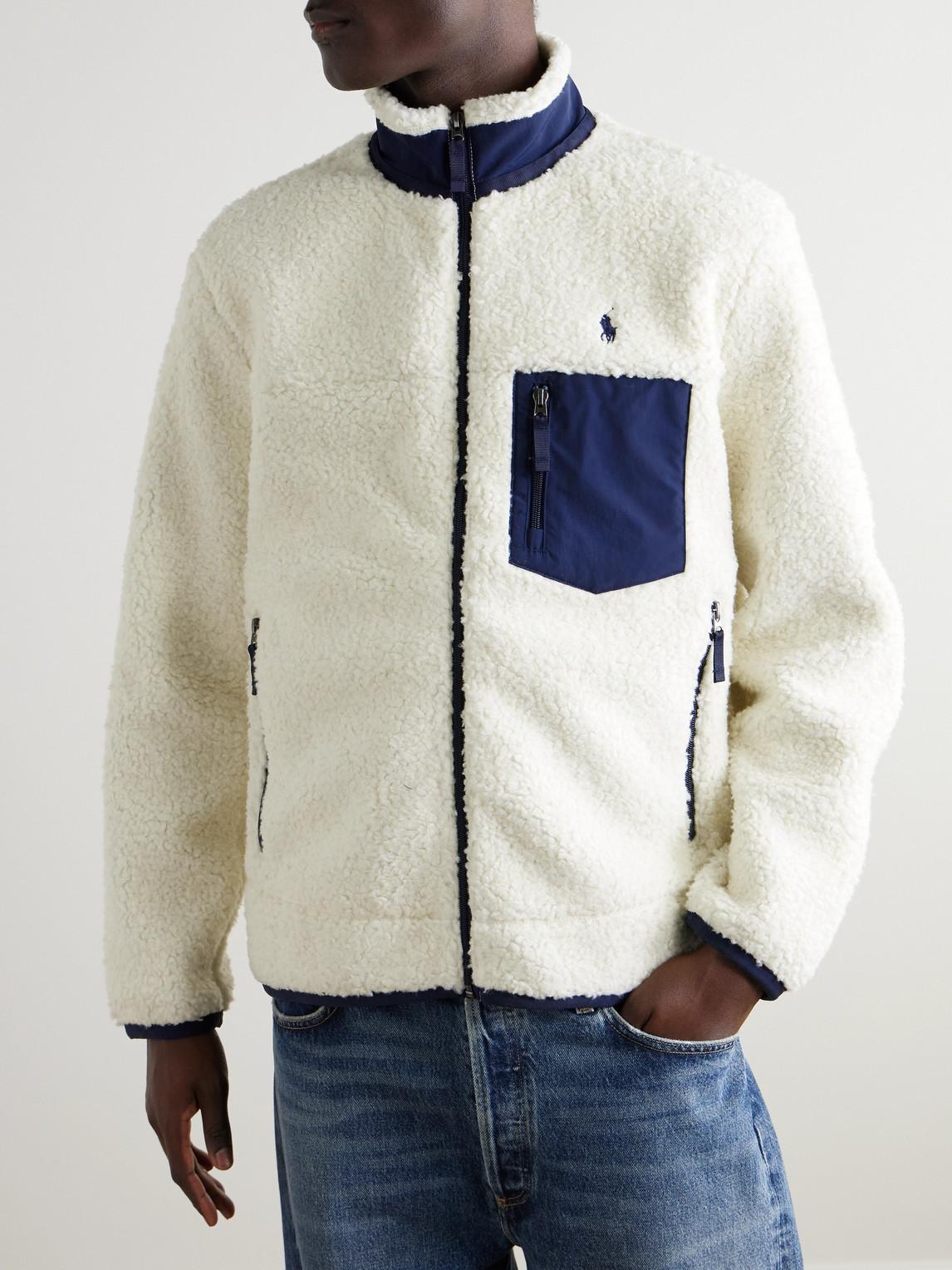 Polo Ralph Lauren Logo-Embroidered Shell-Trimmed Fleece Jacket in