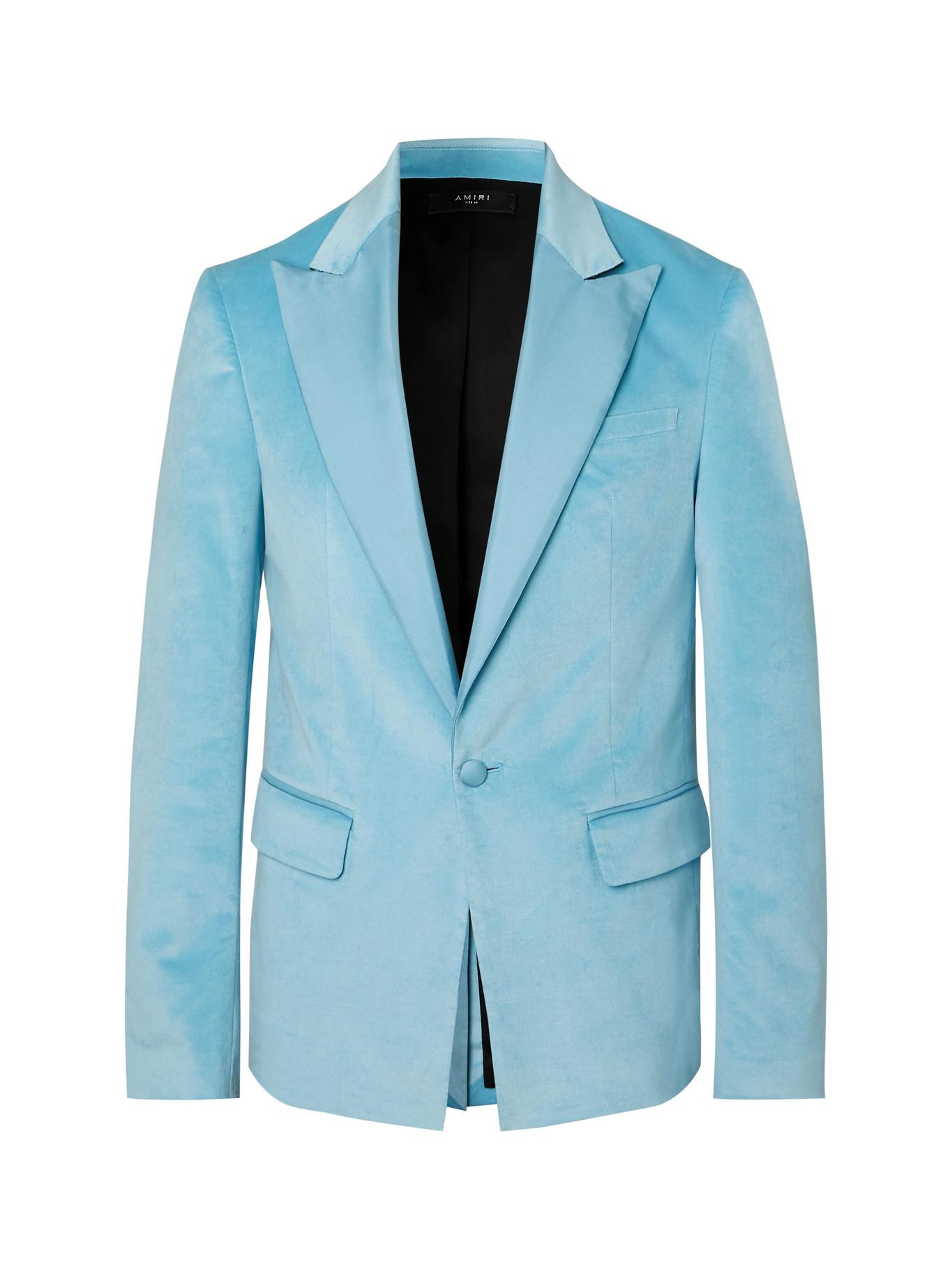 Amiri Sand Satin-trimmed Velvet Blazer 