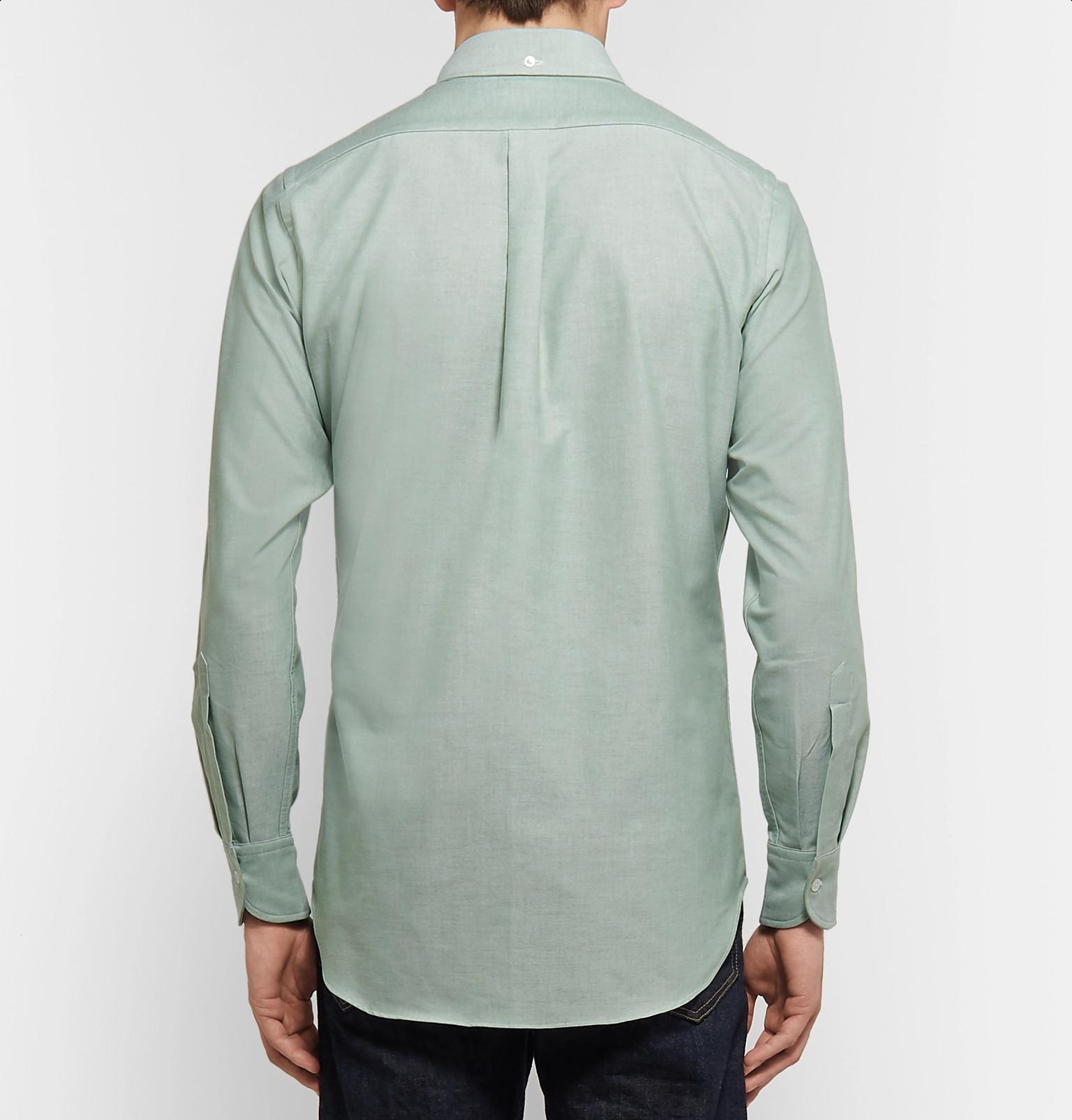 Drake's Easyday Slimfit Buttondown Collar Cotton Oxford Shirt in Light Green (Green) for Men