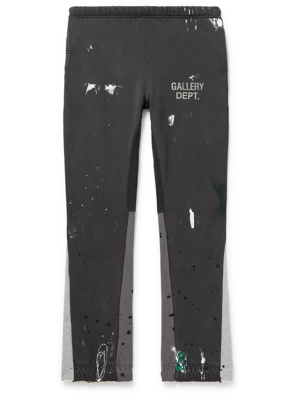 GALLERY DEPT. Flared Paint-splattered Logo-print Cotton-jersey Sweatpants  in Gray for Men