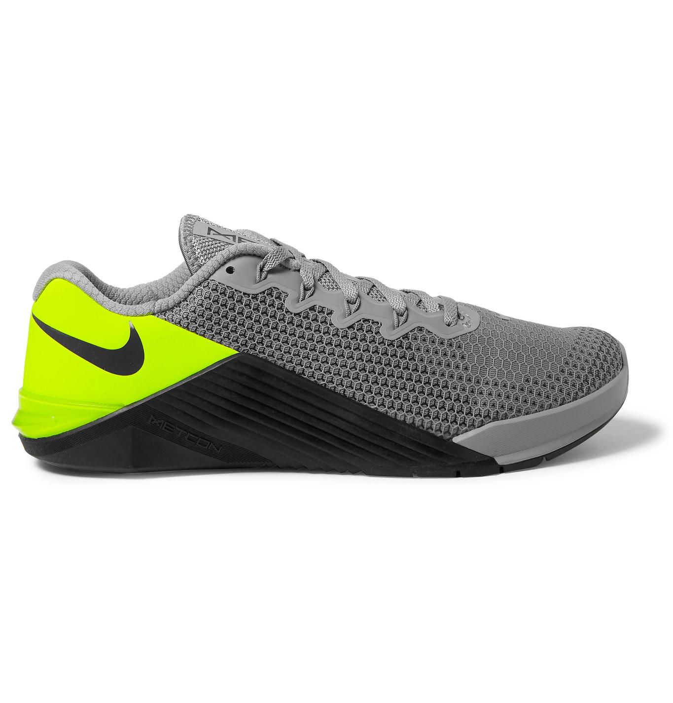 Nike Metcon 5 Rubber-trimmed Mesh Sneakers in Gray for Men - Lyst