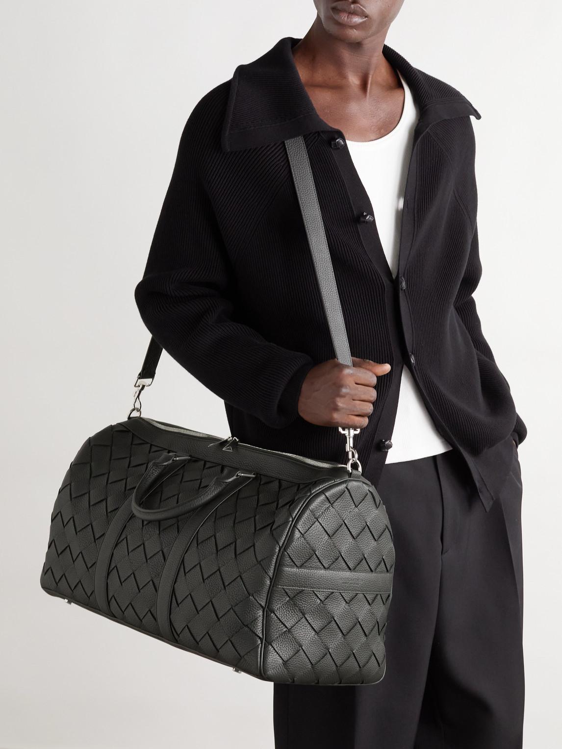 Bottega Veneta Intrecciato Full Grain Leather Duffle Bag in Black
