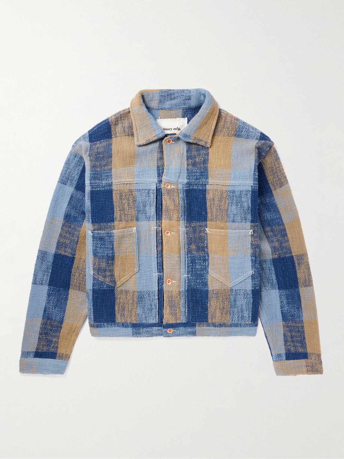 STORY mfg. Sundae Checked Organic Cotton-bouclé Jacket in Blue for