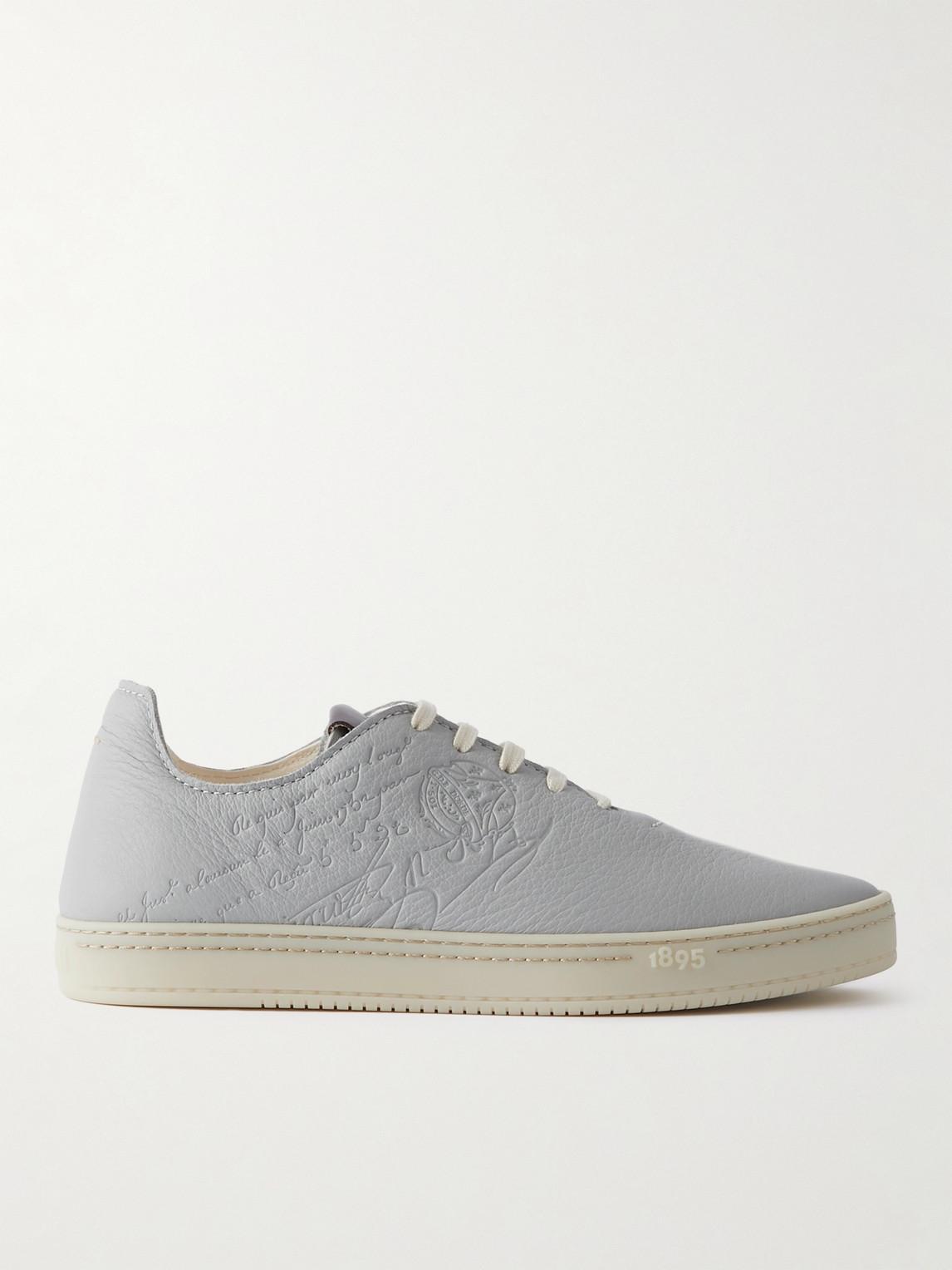 Berluti Eden Scritto Leather Sneakers in Grey for Men | Lyst