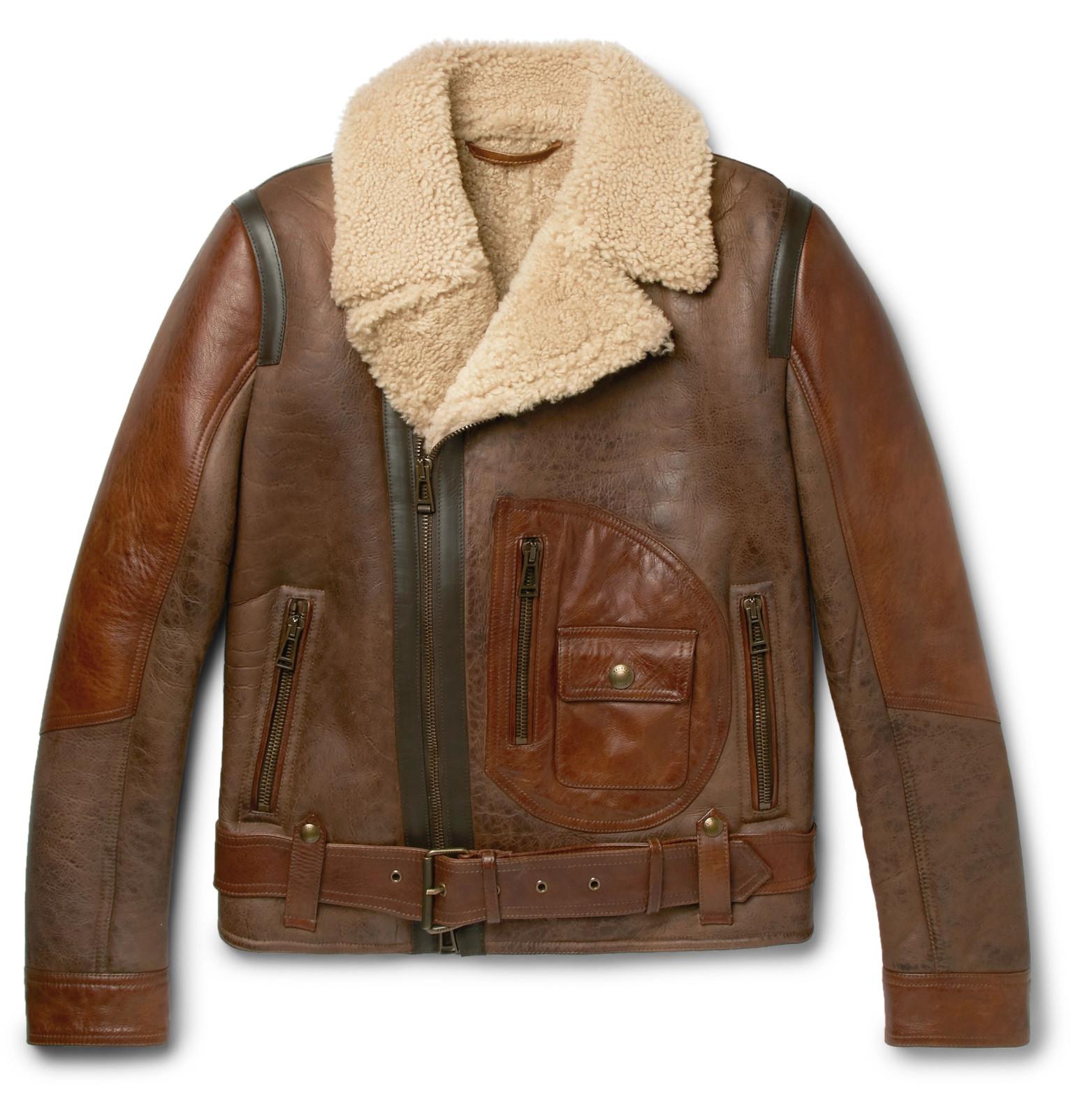 Belstaff Danescroft Leather-trimmed Shearling Jacket in Brown for Men - Lyst