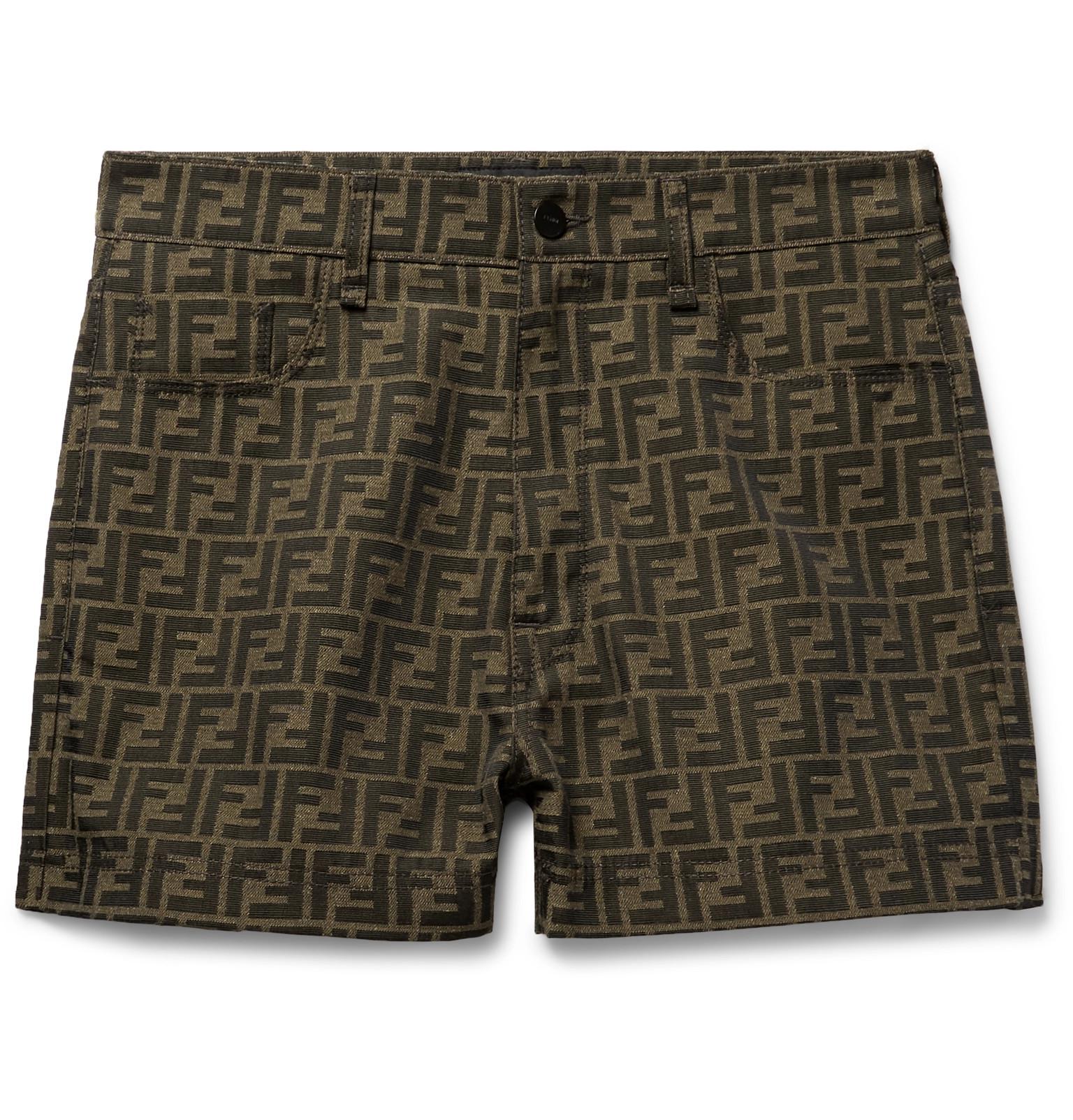 Fendi Denim Logo-jacquard Shorts in Brown for Men | Lyst Canada