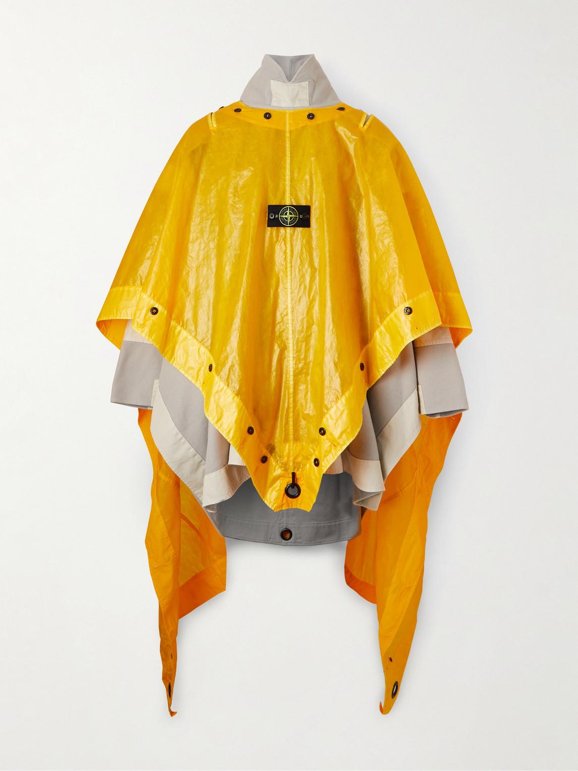 Stone Island Convertible Layered Ripstop And Wool-blend Hooded Poncho in  Yellow for Men | Lyst Canada