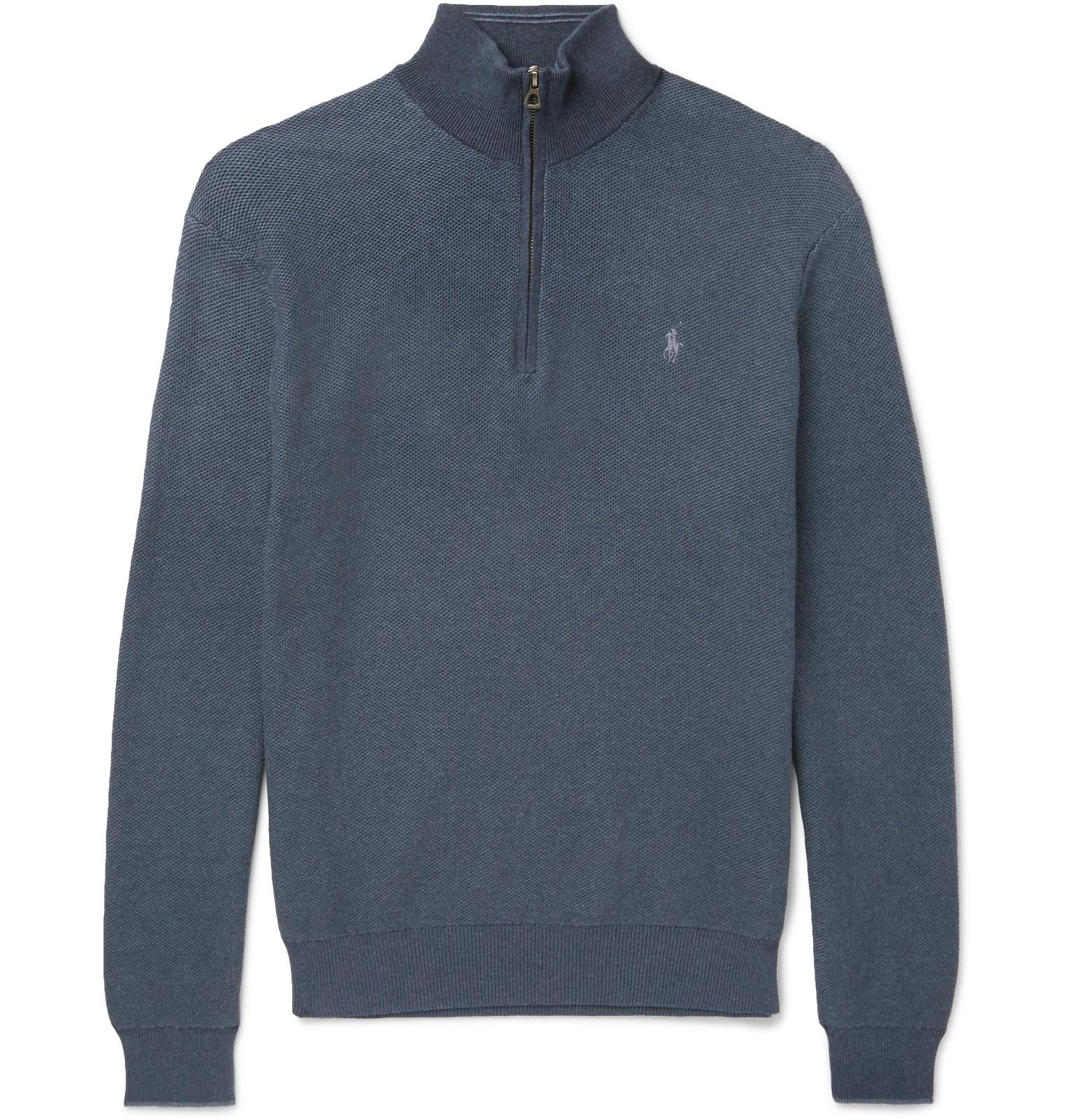 Ralph lauren half zip waffle knit jumper Clearance