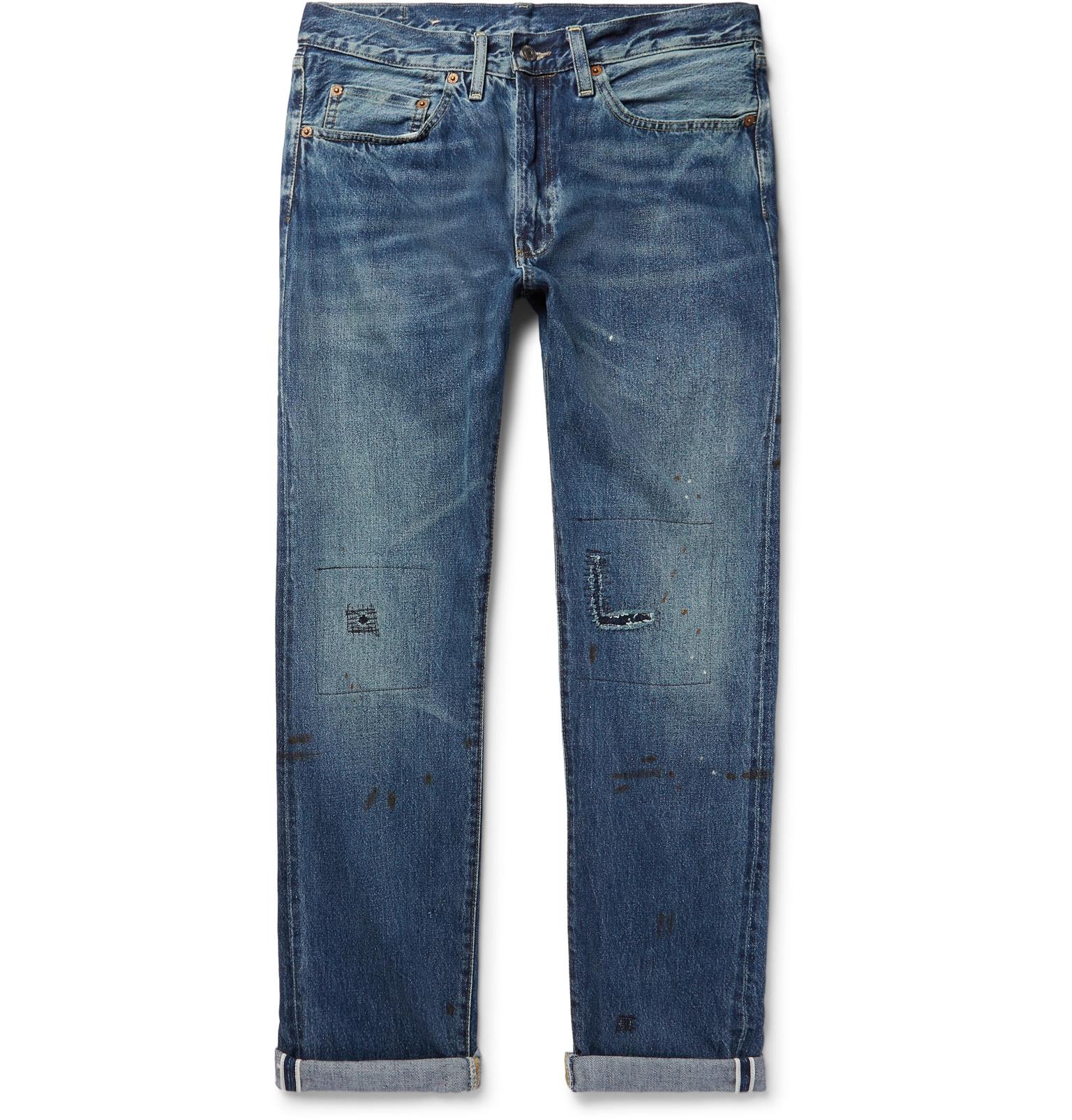 Levi's 1954 501 Distressed Selvedge Denim Jeans in Blue for Men - Lyst