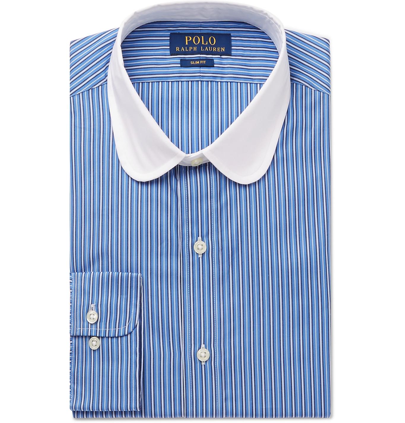 Polo Ralph Lauren Slim-fit Penny-collar Striped Cotton Shirt in Blue for  Men | Lyst