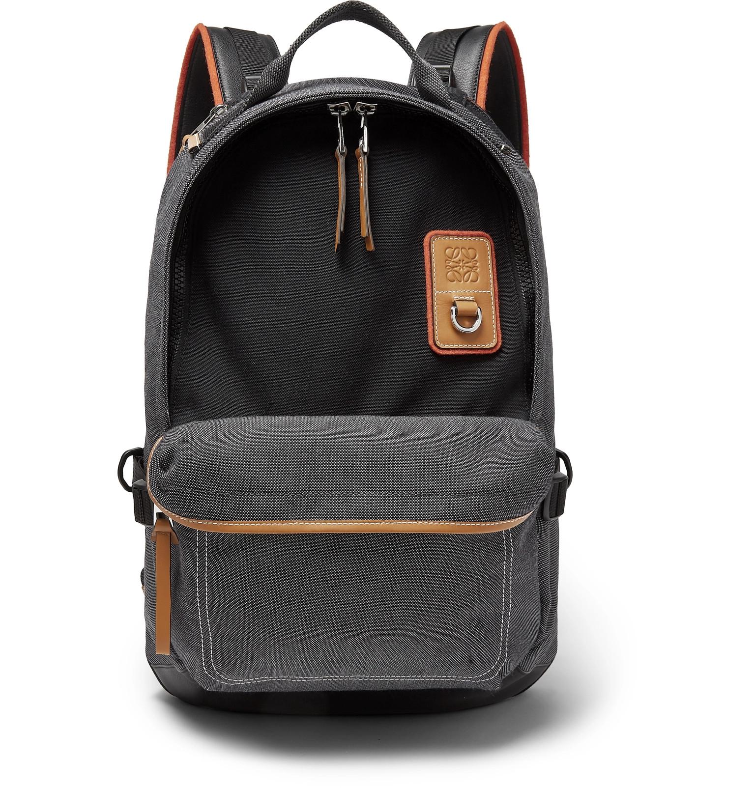 Loewe Eye//nature Leather-trimmed Canvas Backpack in Black for Men