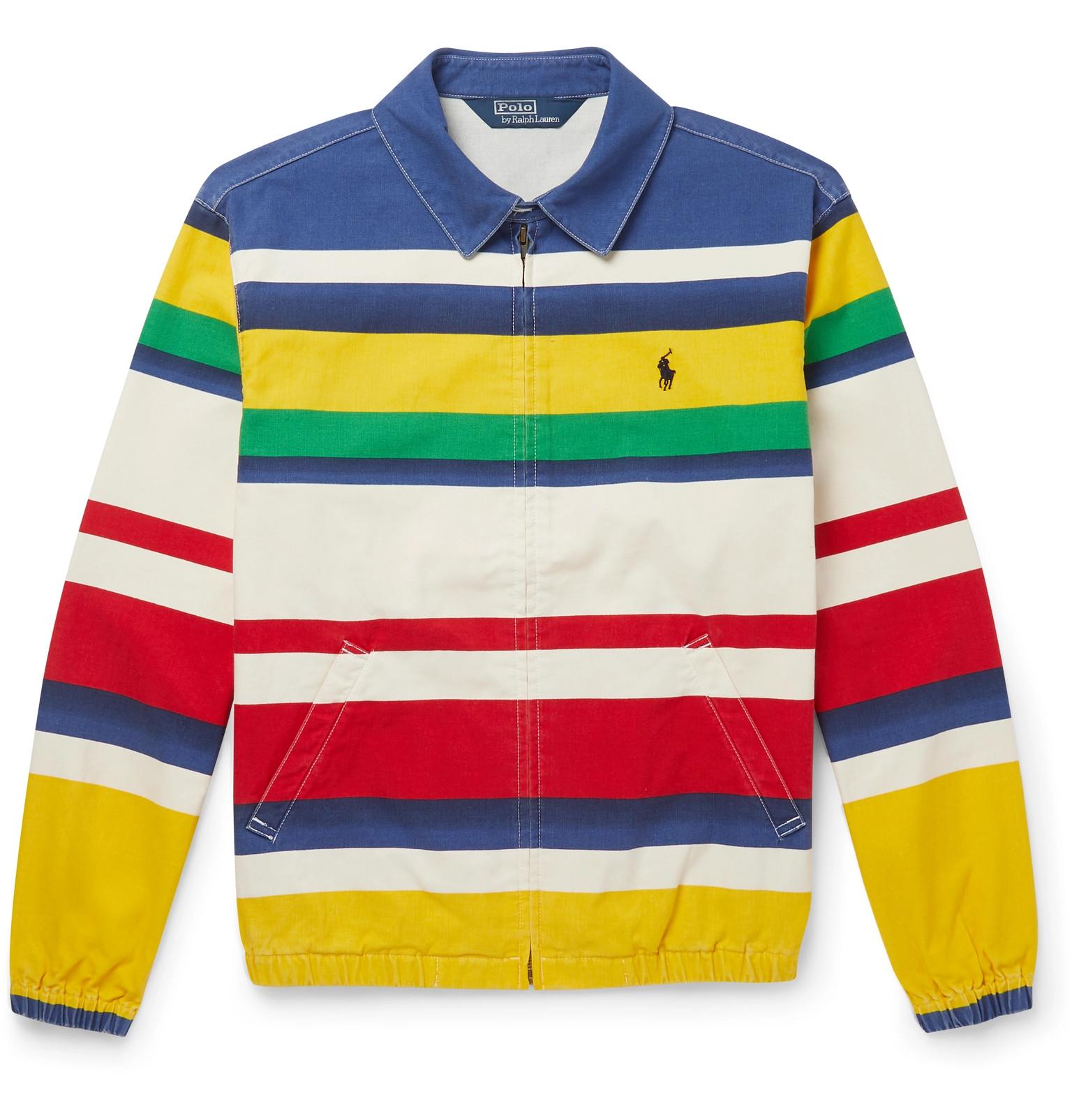 Polo Ralph Lauren Striped Cotton Blouson Jacket in Blue for Men | Lyst