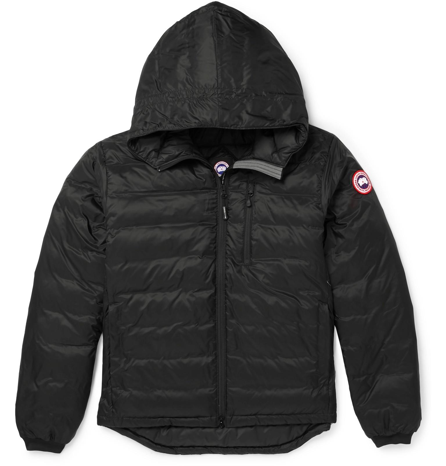 Canada Goose Goose Lodge Hooded Down Jacket in Black Graphite (Black