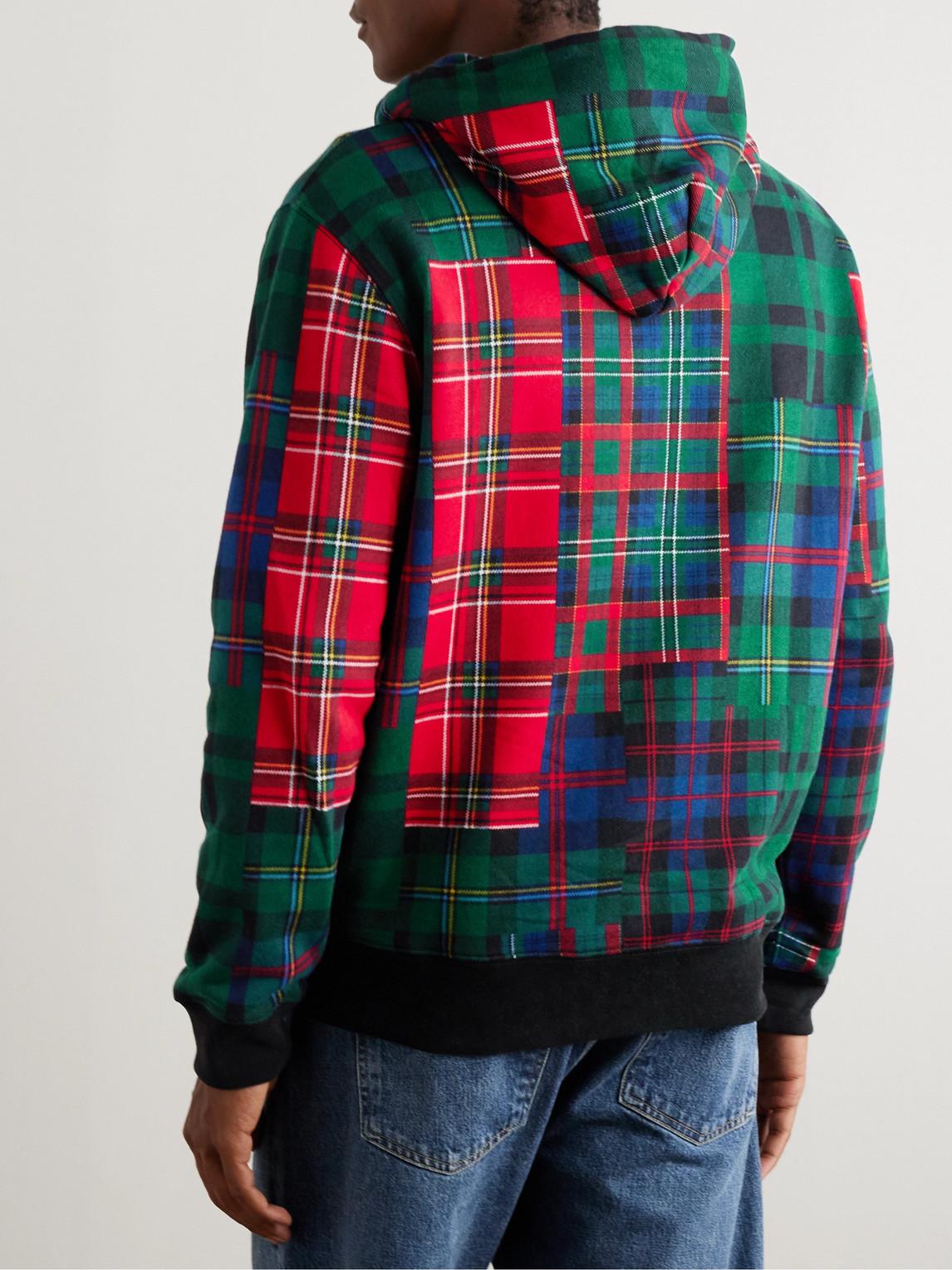 Polo Ralph Lauren Checked Cotton-Blend Zip-Up Hoodie in Red for