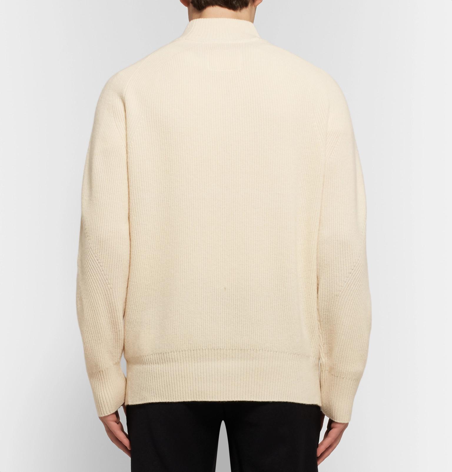 Download Sacai Mock-neck Ribbed Wool Sweater in Cream (Natural) for ...