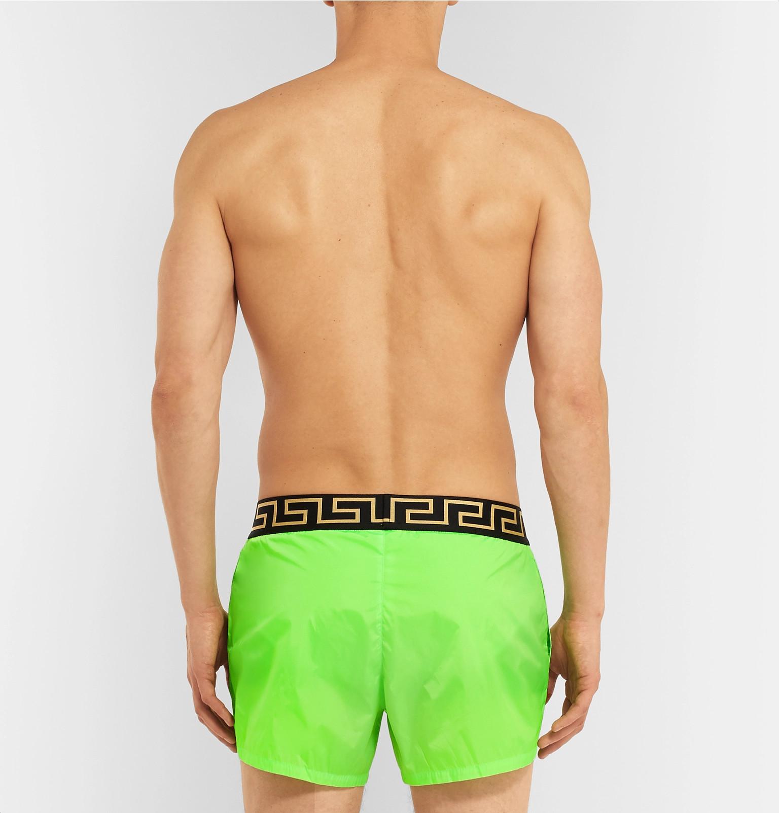 Versace Synthetic Logo Waist Swim Shorts in Neon (Green) for Men - Lyst