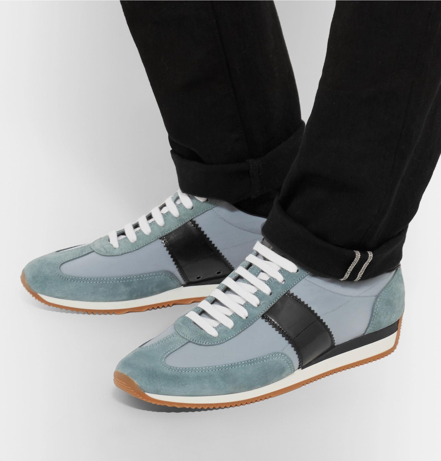 Tom Ford Orford Leather And Suede-trimmed Nylon Sneakers in Light Blue ...