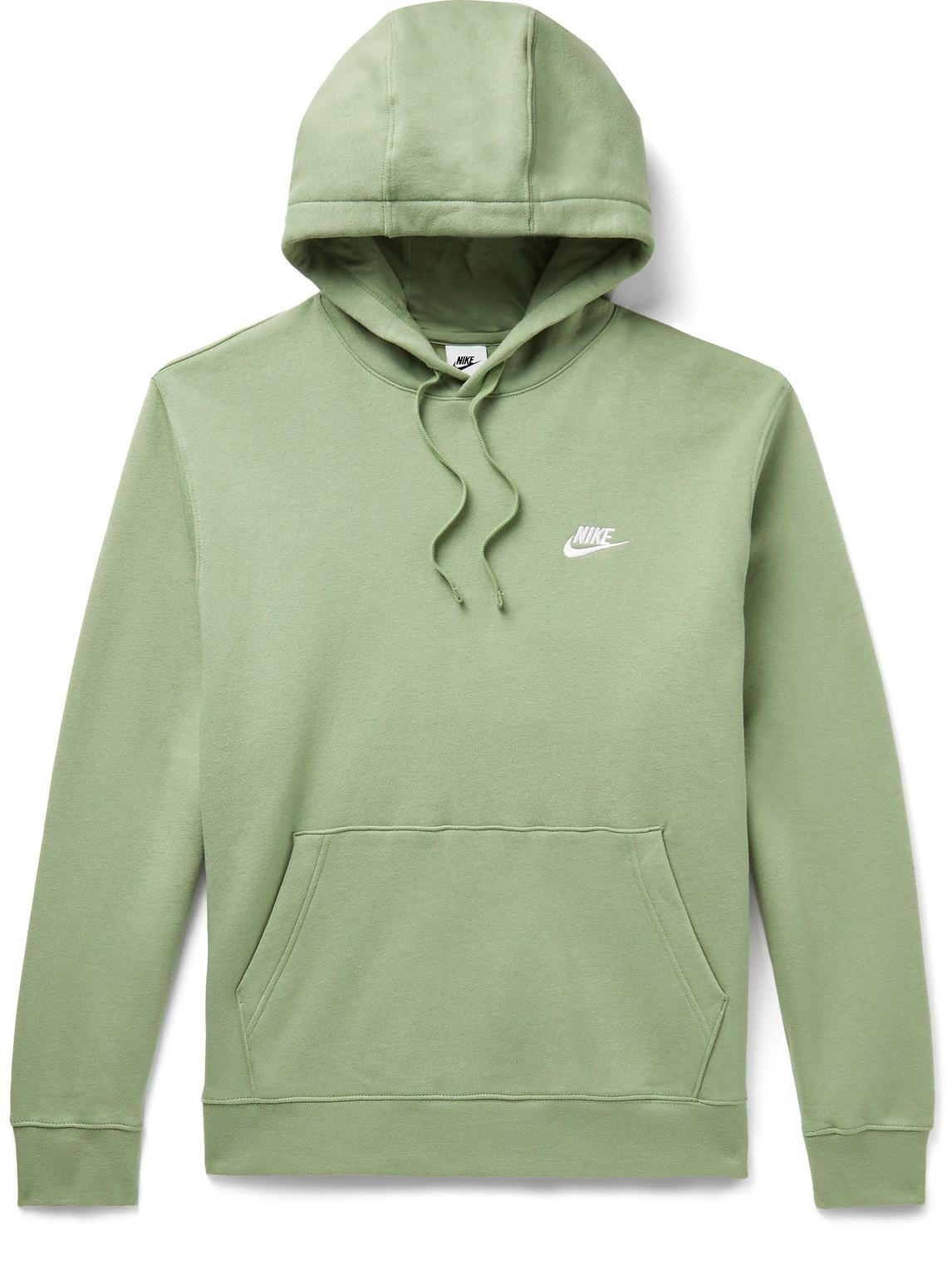 Nike Sportswear Club Logo-embroidered Cotton-blend Jersey Hoodie in Green  for Men | Lyst