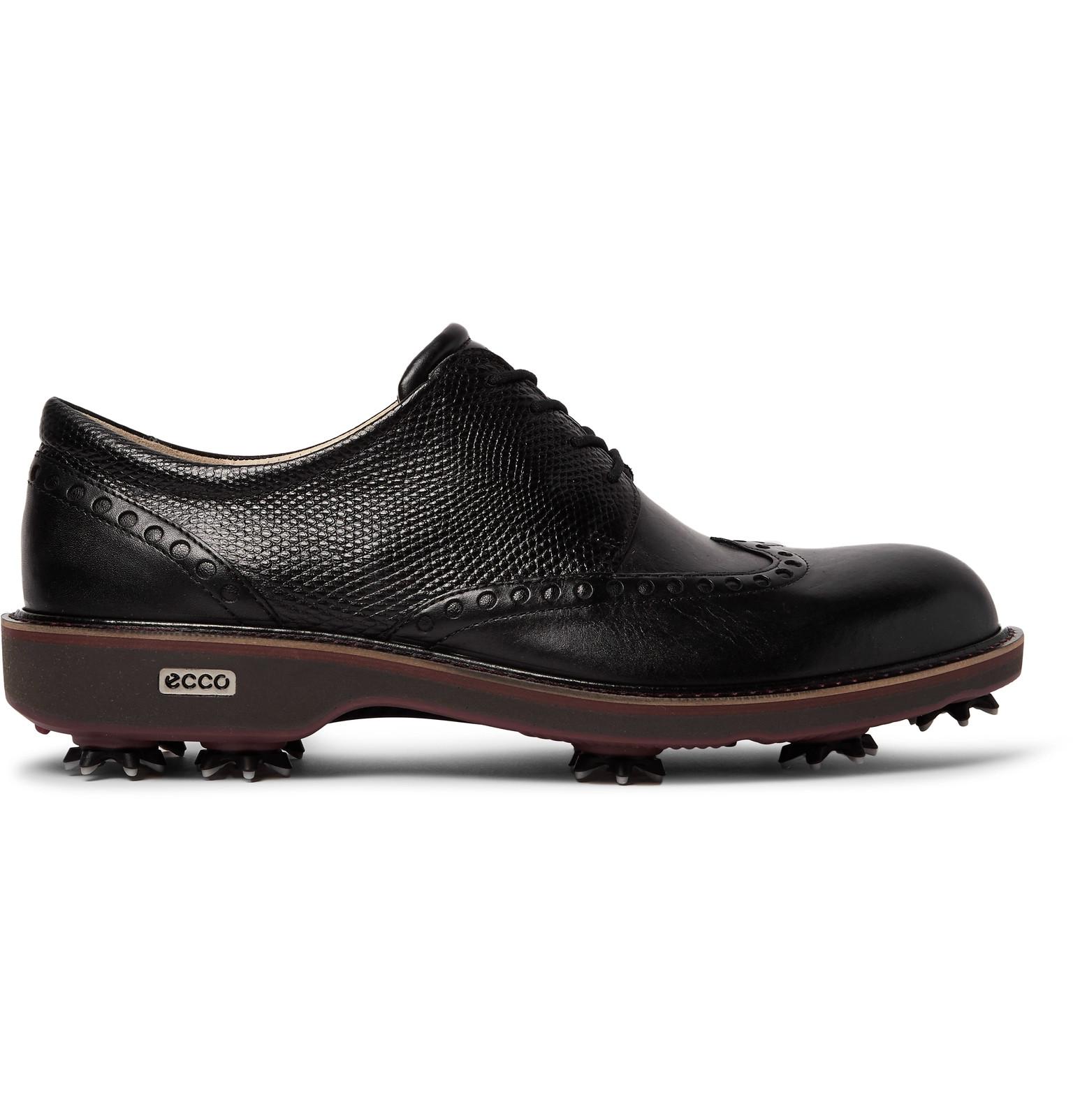 Ecco Lux Panelled Leather Golf Shoes in Black for Men -