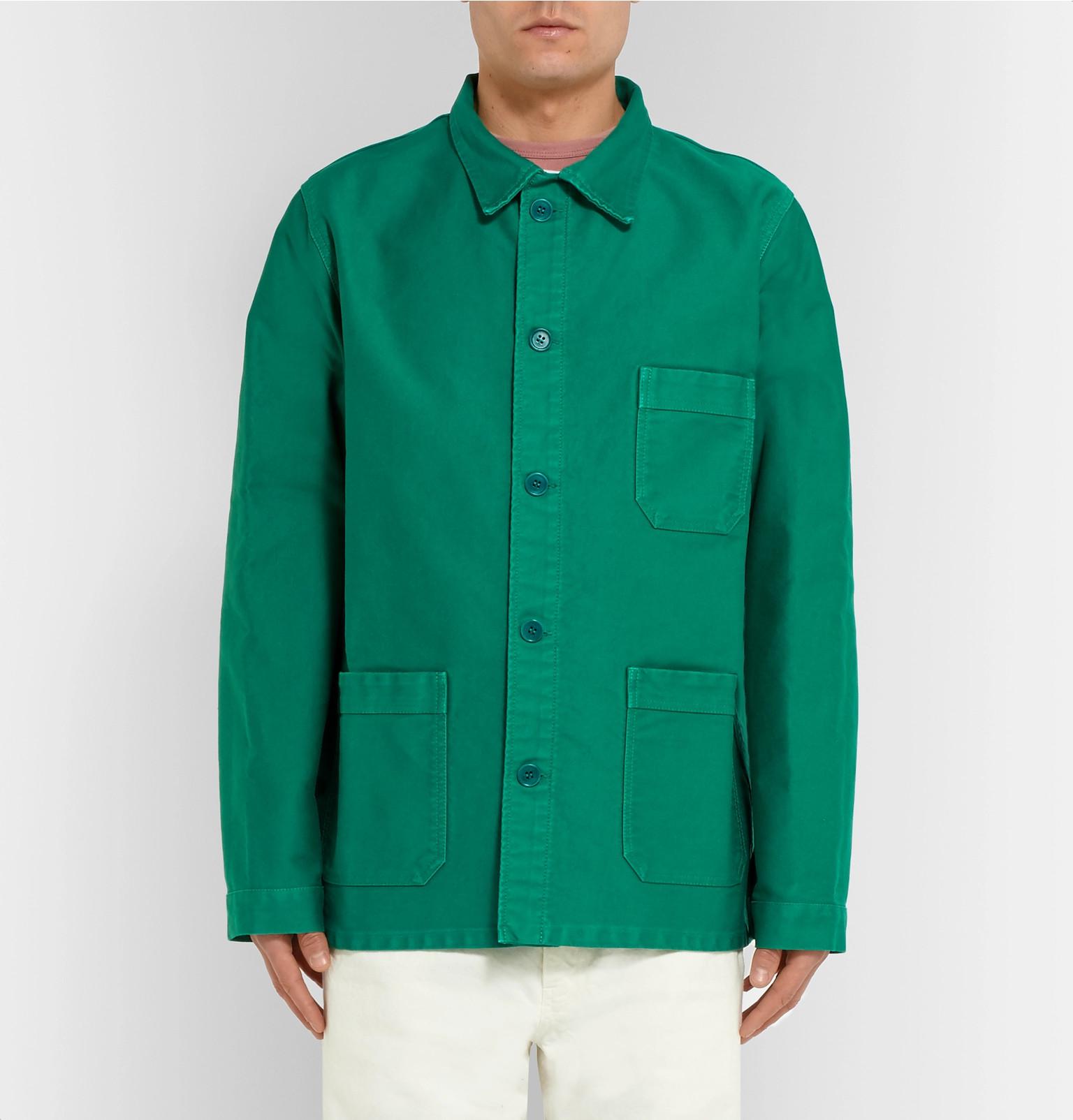 Le Mont St Michel Cotton-moleskin Chore Jacket in Green for Men | Lyst