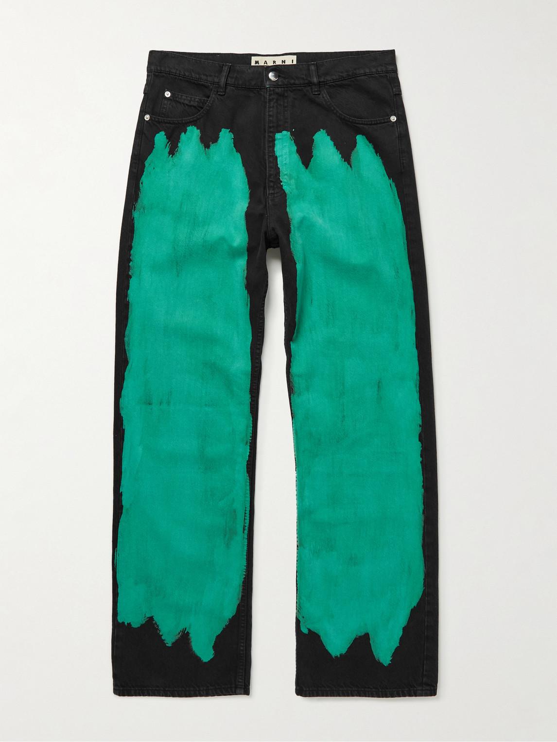 Marni Bleached Denim Jeans in Green for 
