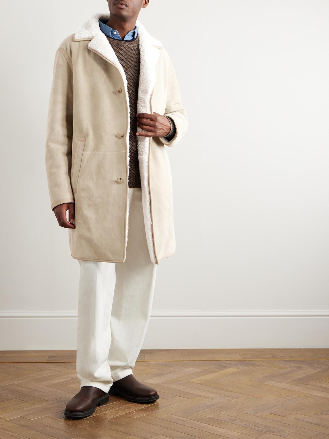 Leather trimmed Shearling Coat