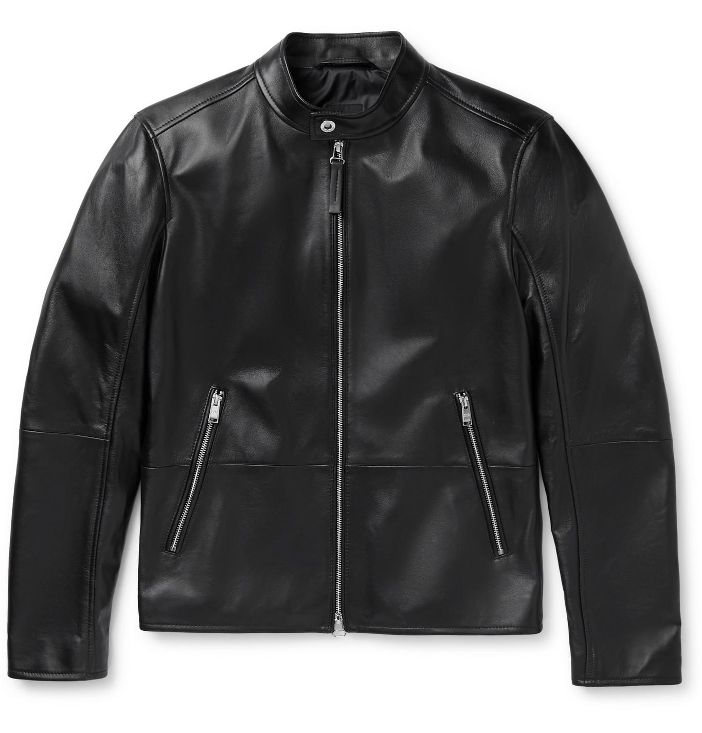 BOSS by HUGO BOSS Nokuri Leather Biker Jacket in Black for Men | Lyst