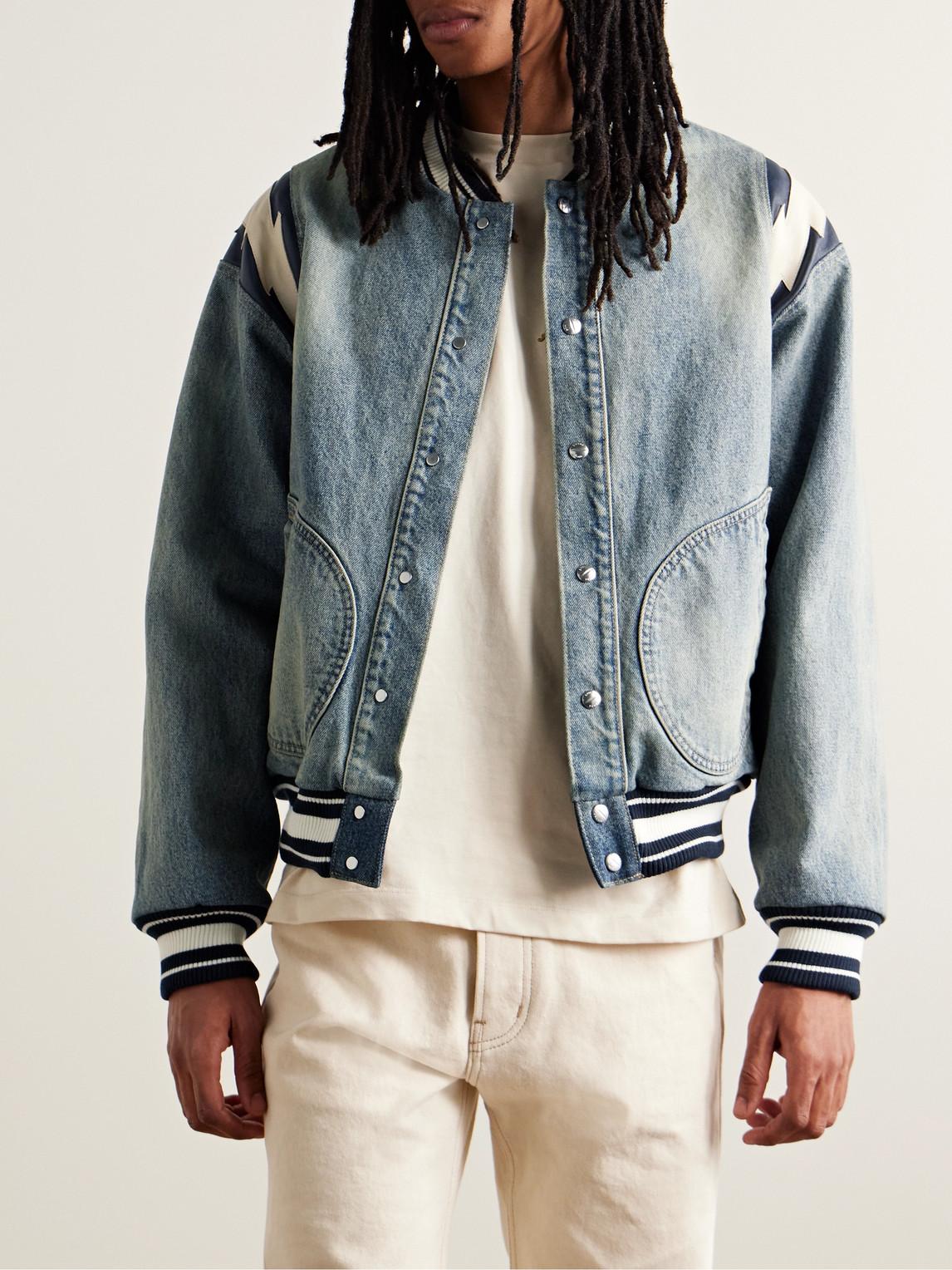 Mens denim 2025 varsity jacket