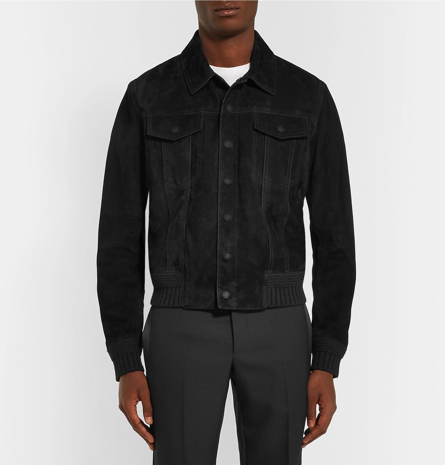 Saint laurent suede trucker clearance jacket